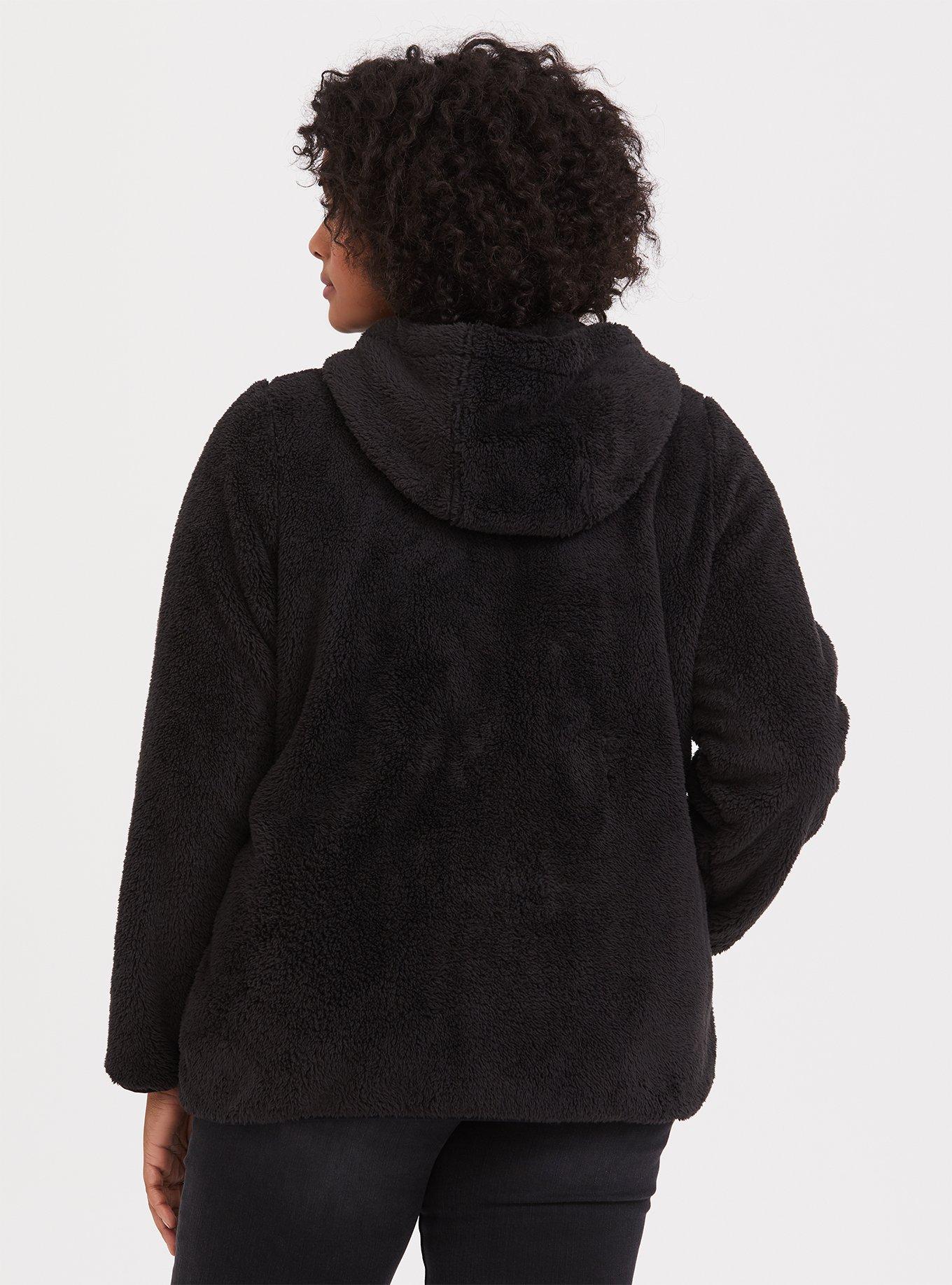 Sherpa Zip Up Hoodie, DEEP BLACK, alternate