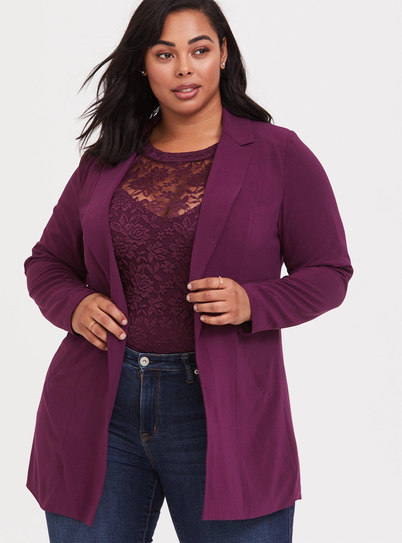 Size - Studio Crepe Longline Blazer - Torrid