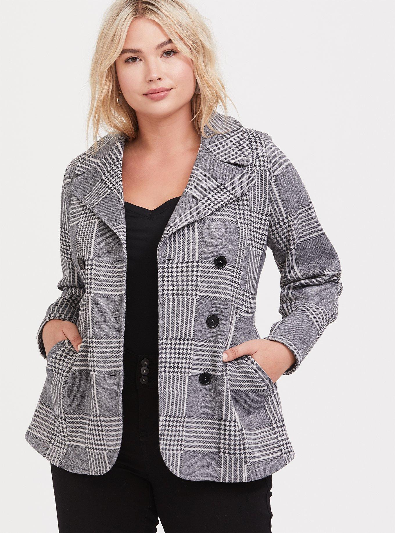 Houndstooth peacoat women's best sale