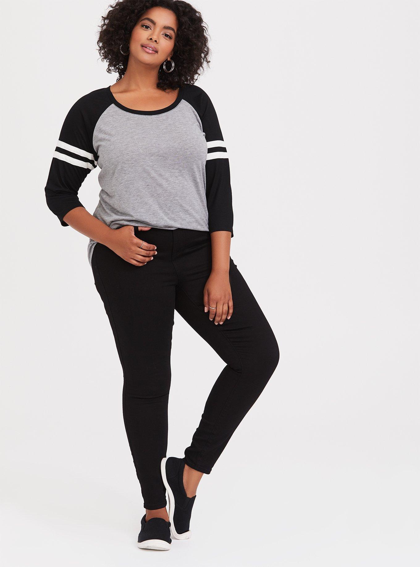 Black & Heather Grey Classic Fit Football Tee, , alternate