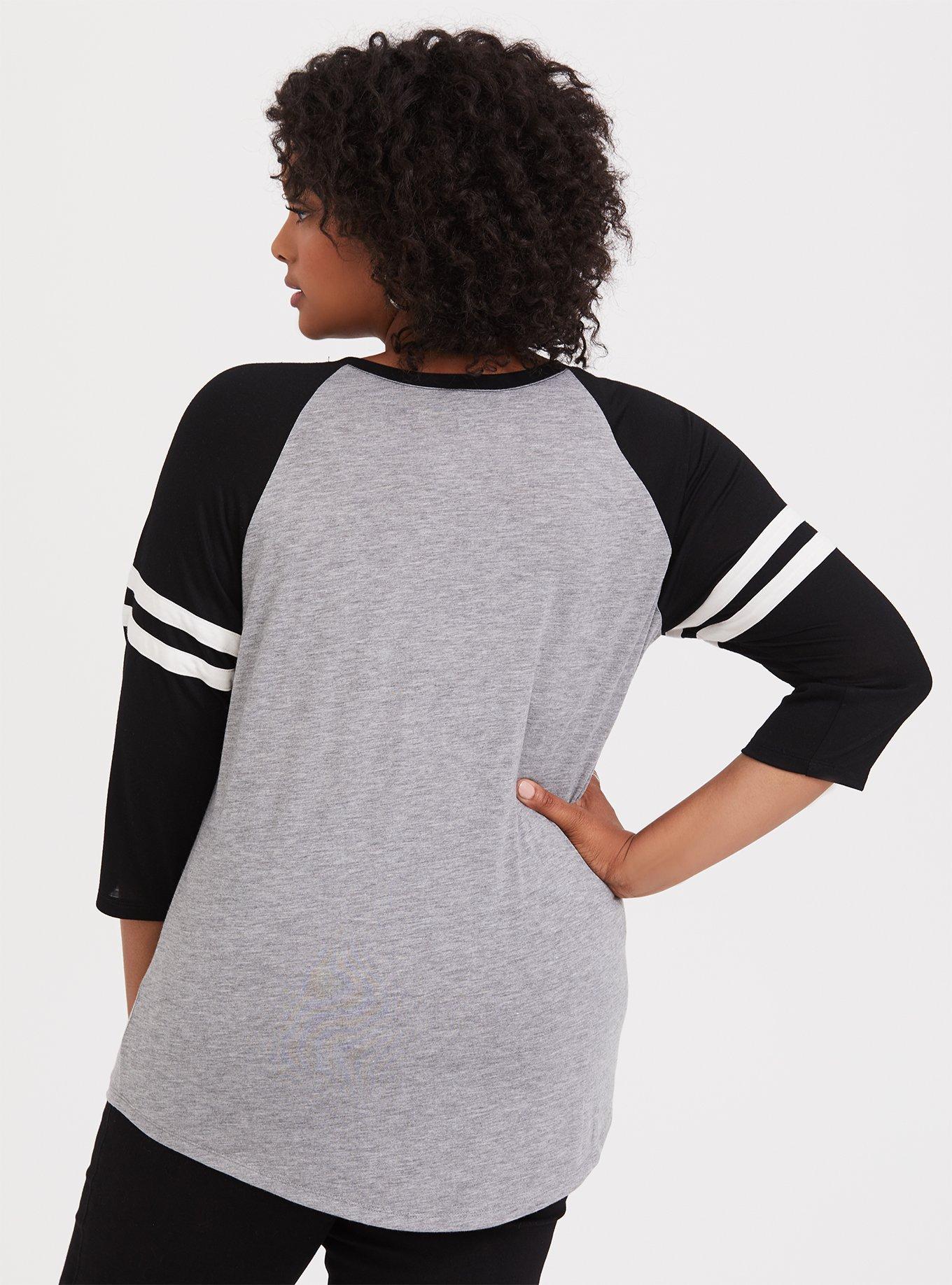 Black & Heather Grey Classic Fit Football Tee, , alternate