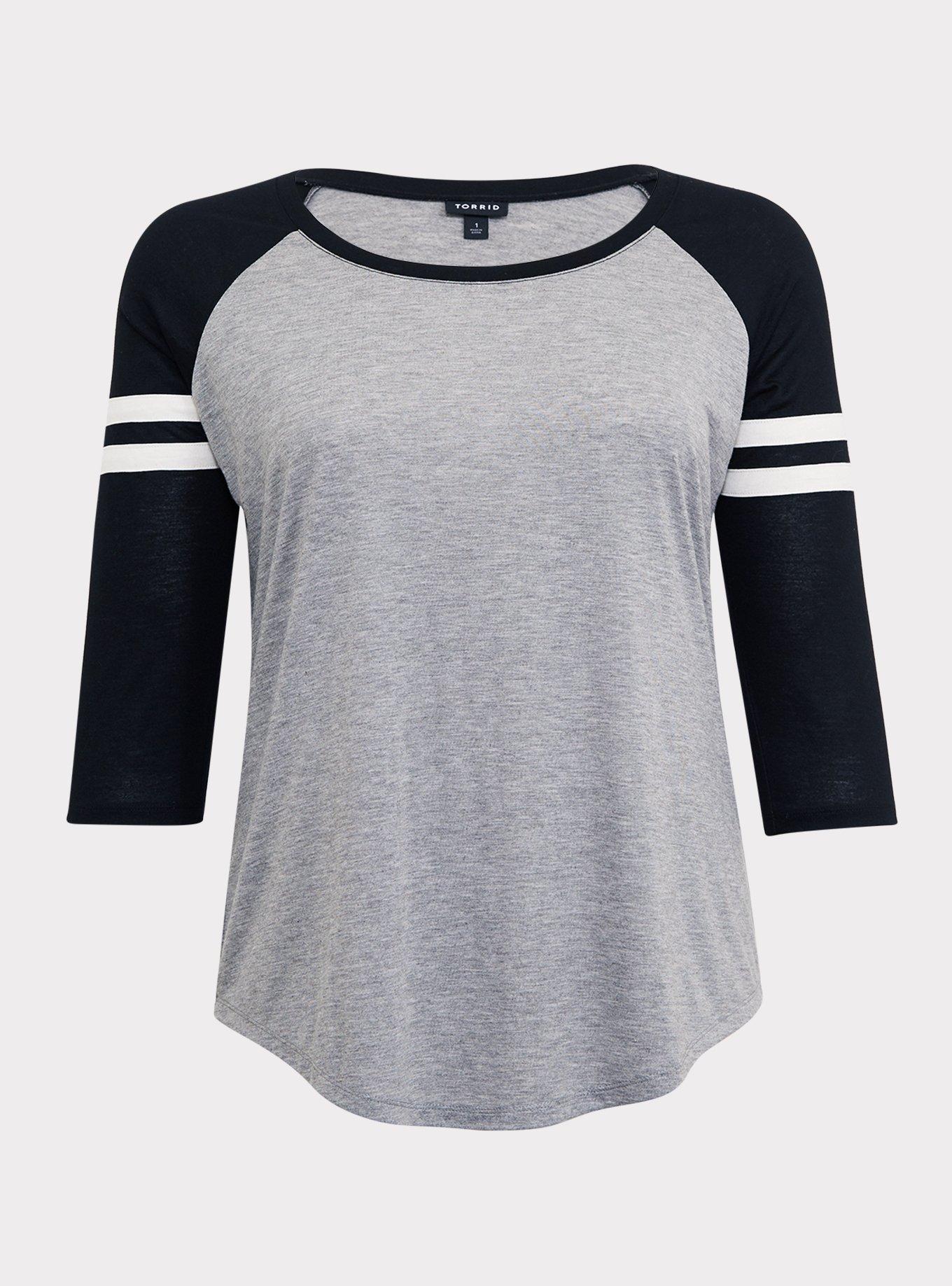 Black & Heather Grey Classic Fit Football Tee, , hi-res