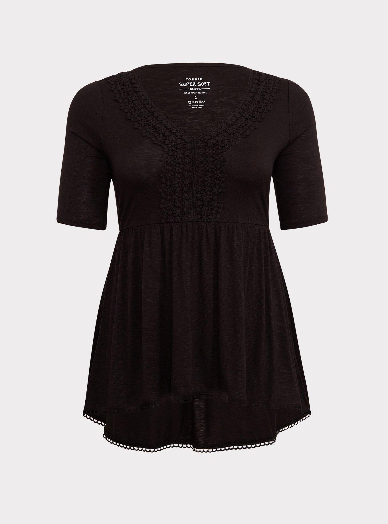 Plus Size Super Soft Crochet Babydoll Top Torrid