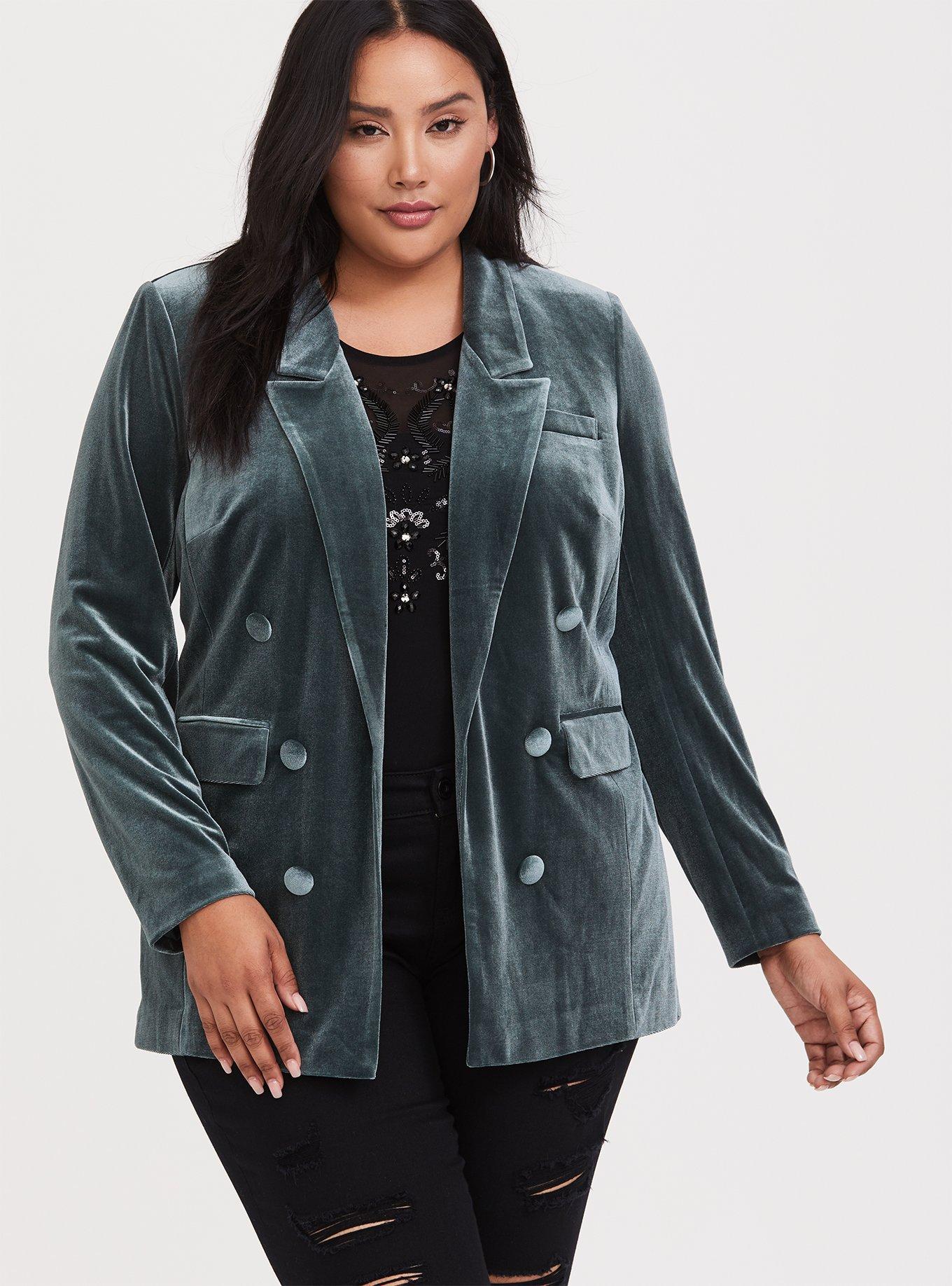 Plus Size Velvet Jacket