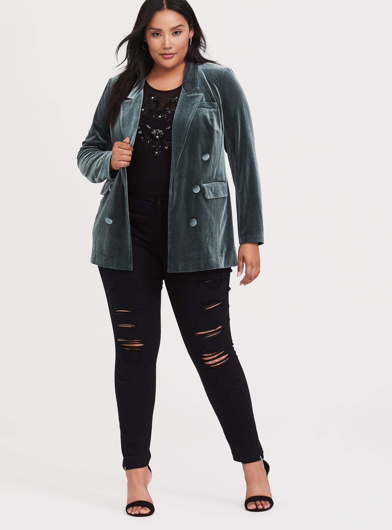 Plus size clearance velvet jacket womens