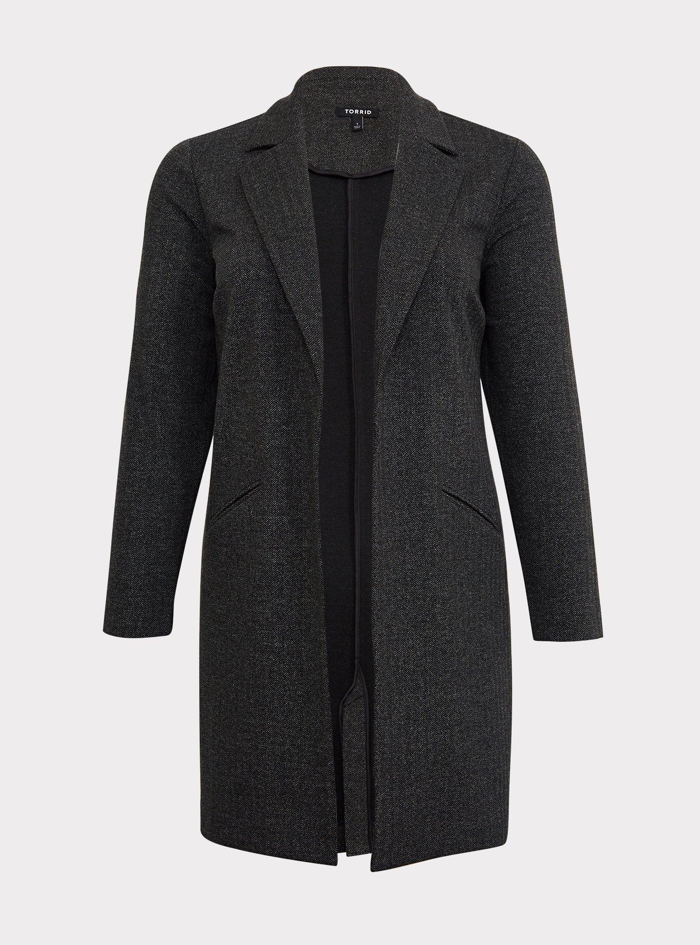 Grey Boyfriend Knit Trench Blazer, , hi-res