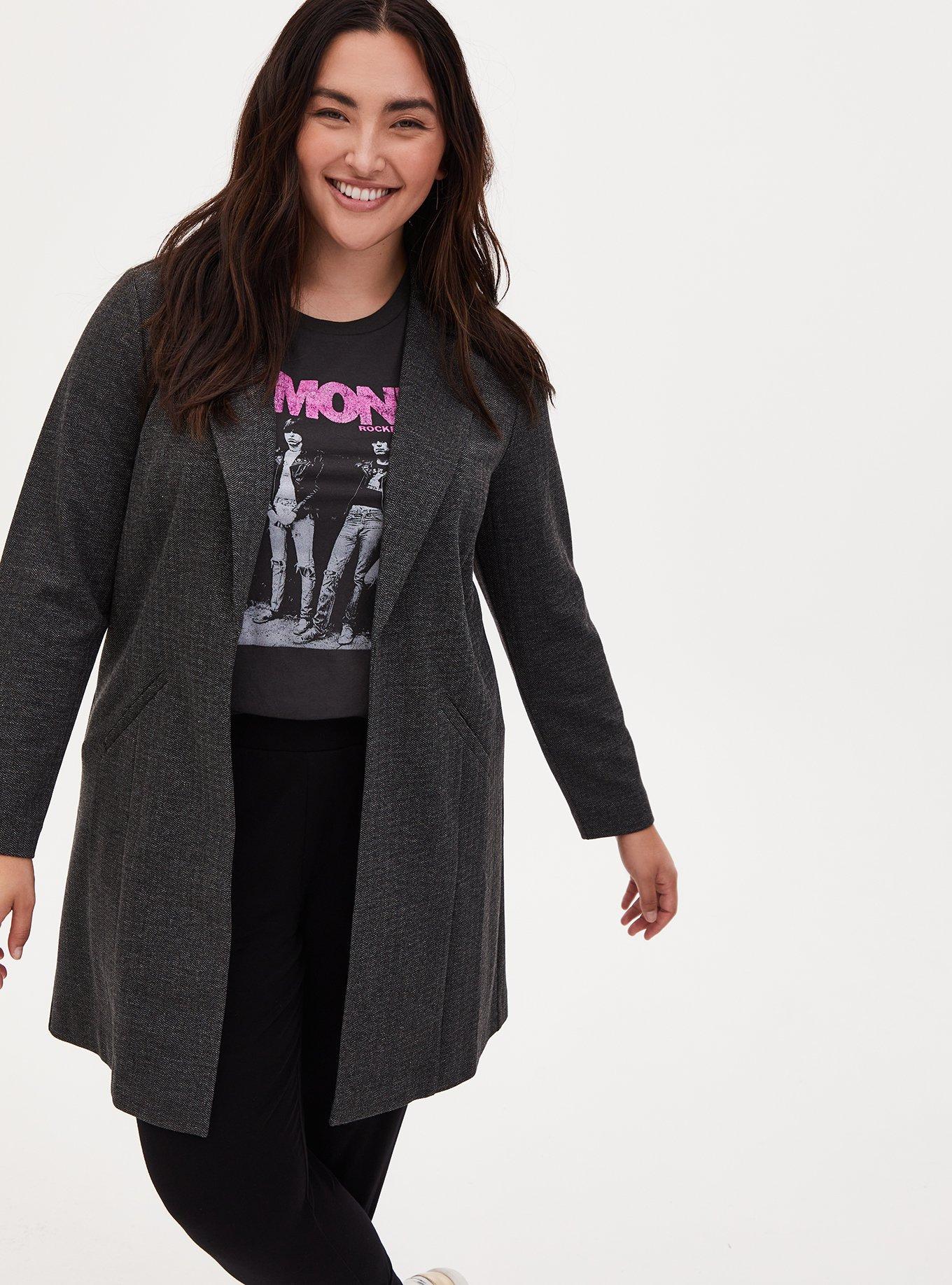 Grey Boyfriend Knit Trench Blazer, , hi-res