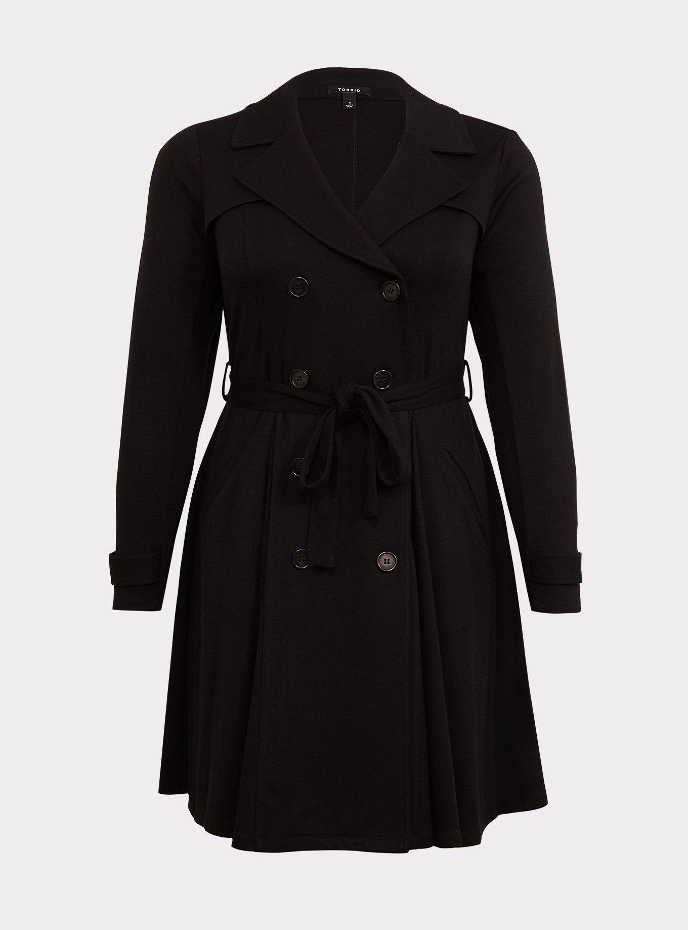 Brushed Ponte Trench Coat, , hi-res