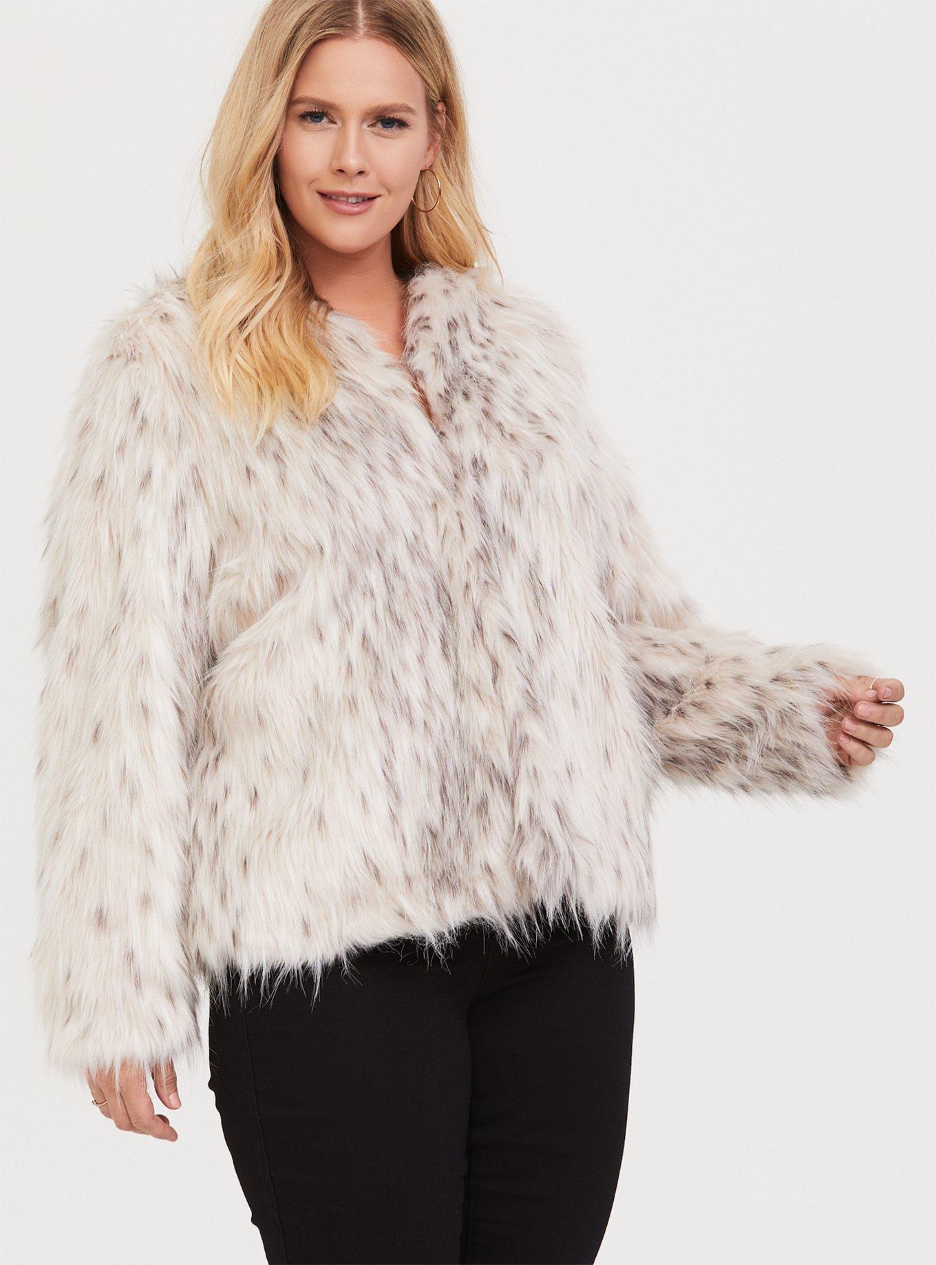 Cream Faux popular Fur Shaggy Cropped Jacket