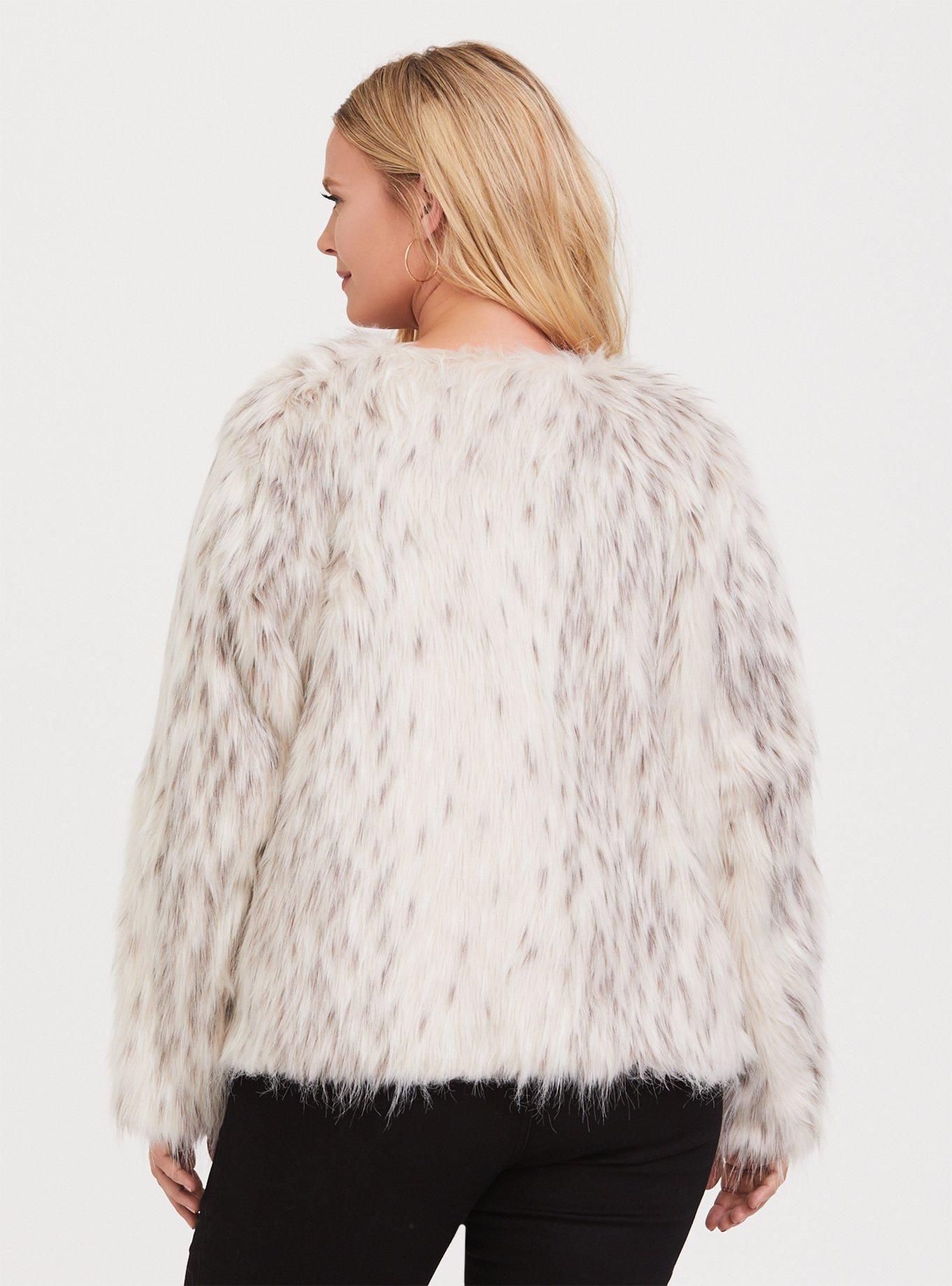 Plus Size - Cream Faux Fur Crop Jacket - Torrid