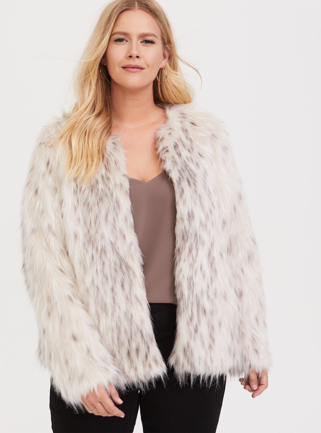 White Faux Fur Jacket, White Shaggy Faux Fur Coat