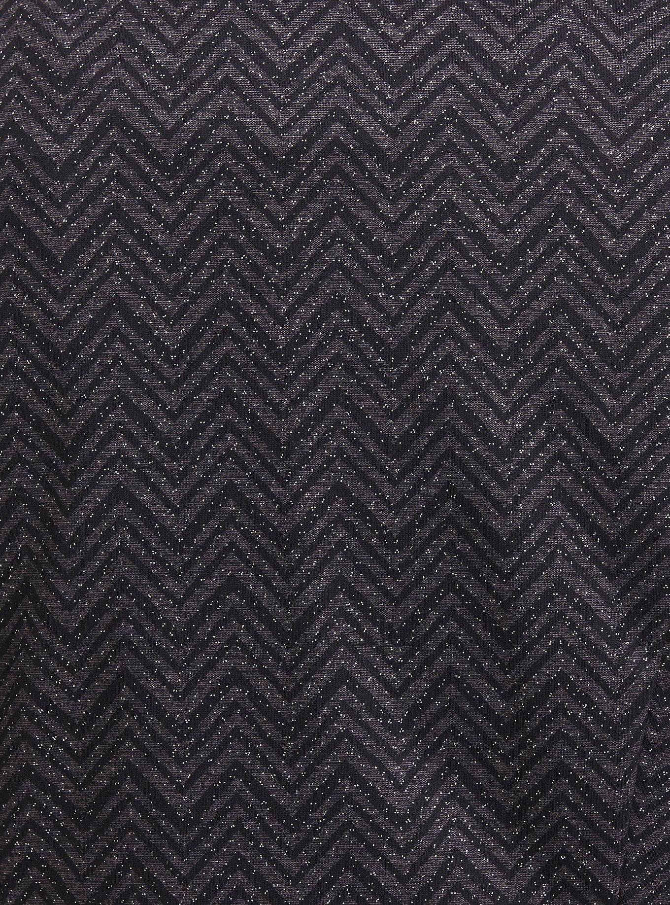 Studio Uptown Premium Ponte Black Chevron Stretch Peplum Blazer, , alternate