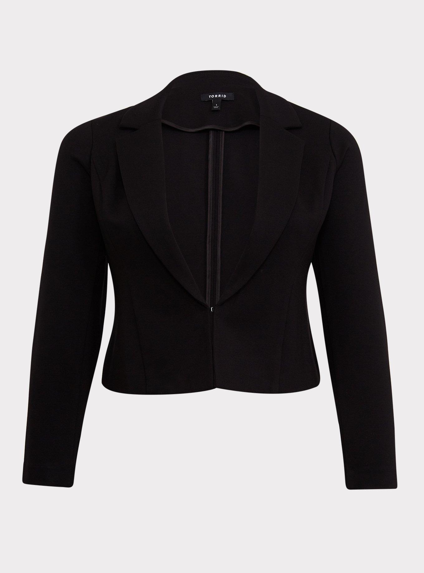 Plus Size - Black Premium Ponte Crop Sky High Blazer - Torrid