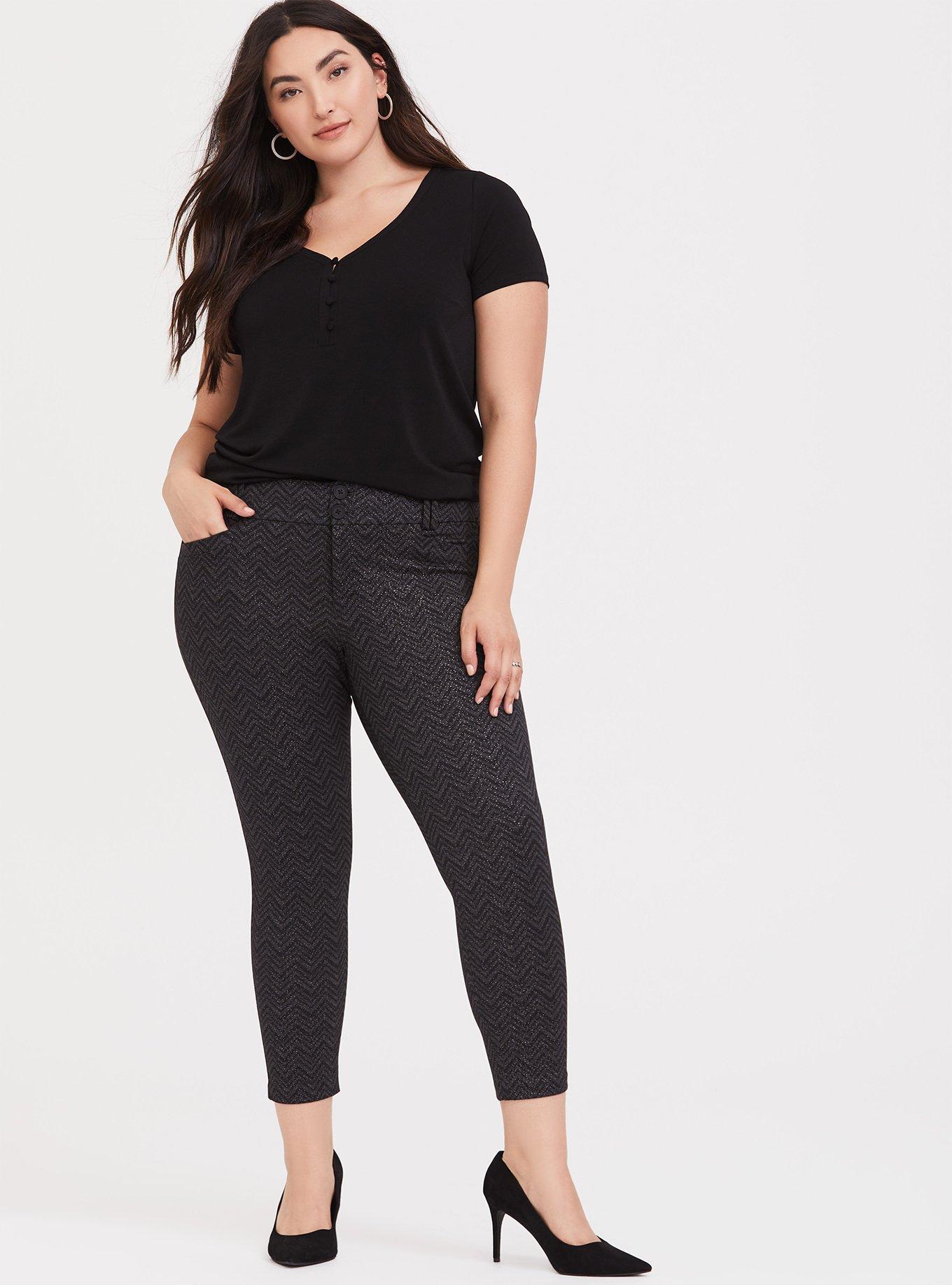 Plus Size - Studio Signature Premium Ponte Stretch Ankle Skinny Pant - Grey  Chevron Sparkle - Torrid