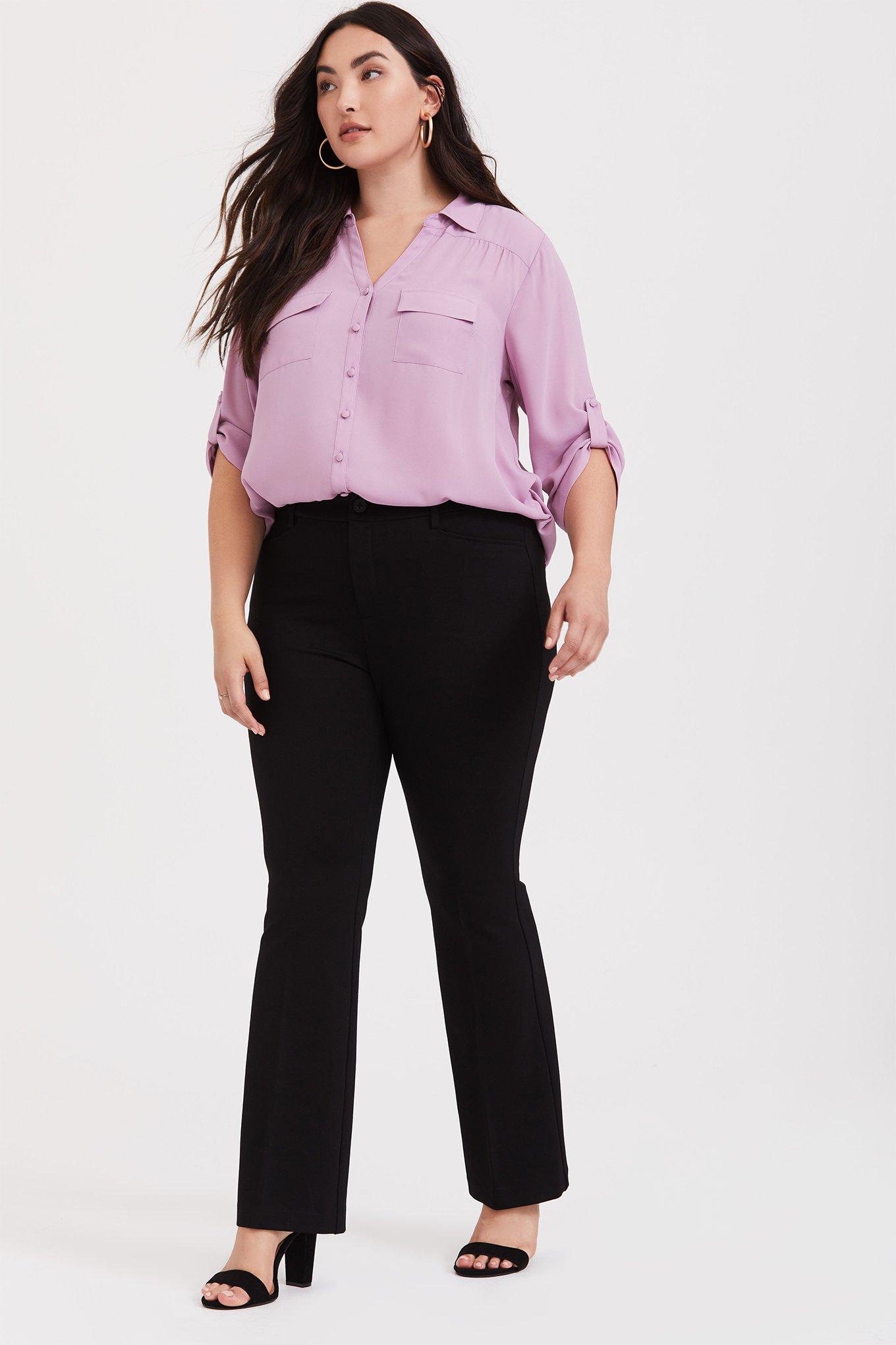 Plus Size - Studio Signature Premium Ponte Stretch Trouser - Black - Torrid