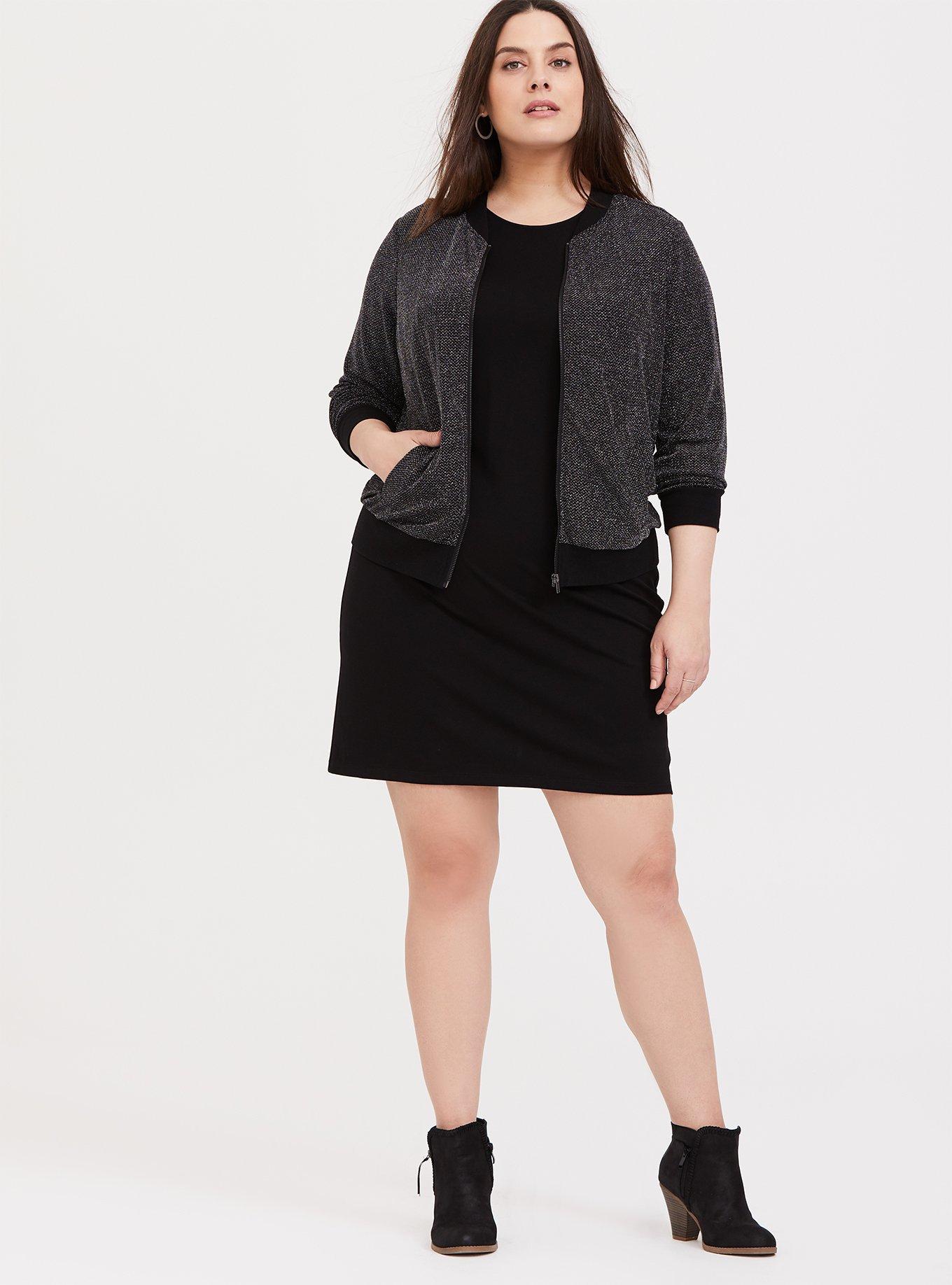Black Premium Ponte Shift Dress, , alternate