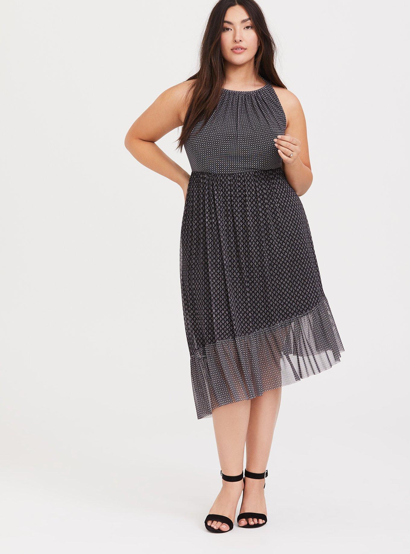 white asymmetrical midi dress Asymmetrical Mesh-Spliced Satin Maxi Dress – Black S / Black