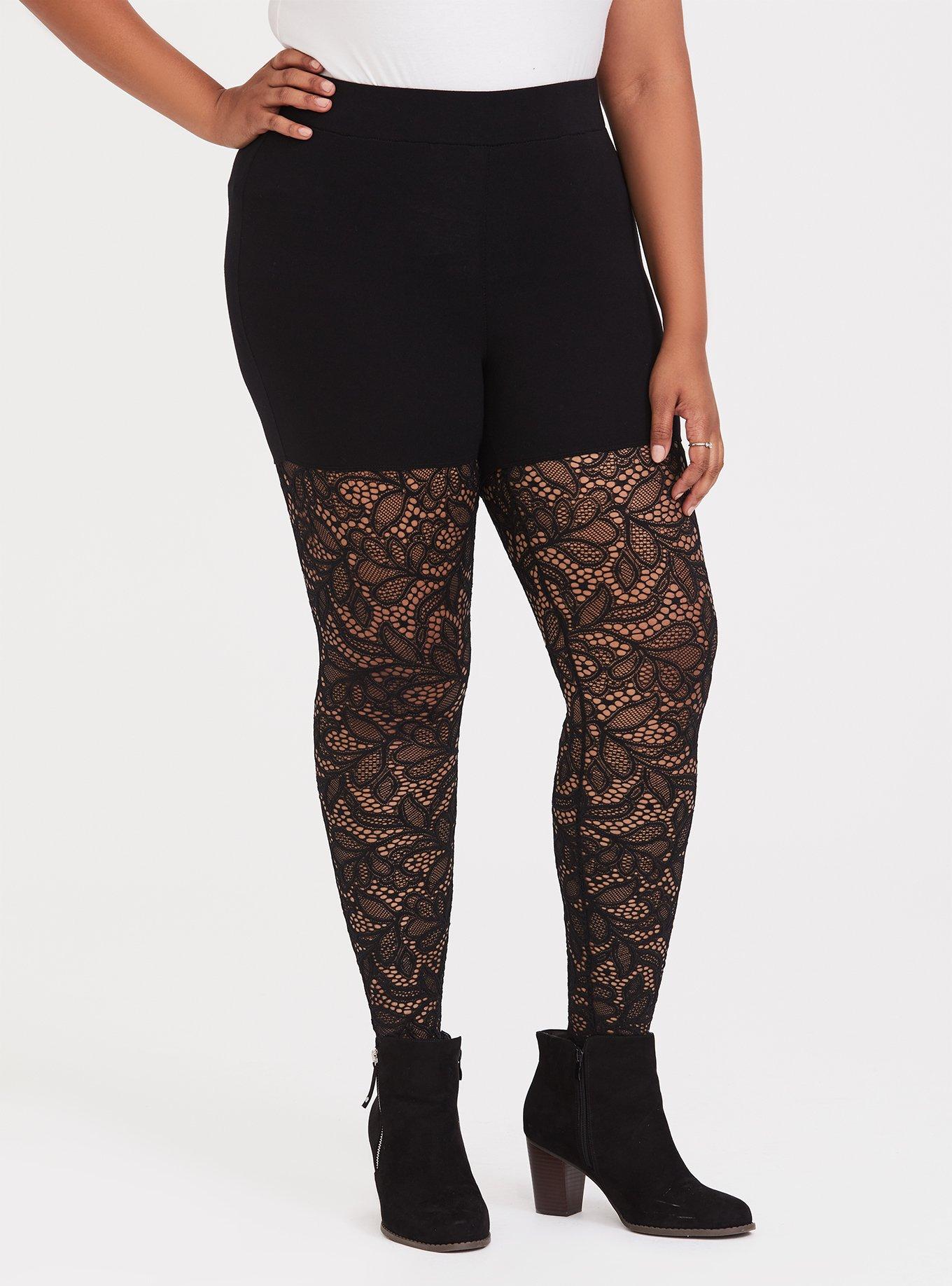 Plus Size - Capri Signature Waist Lace Trim Legging - Torrid