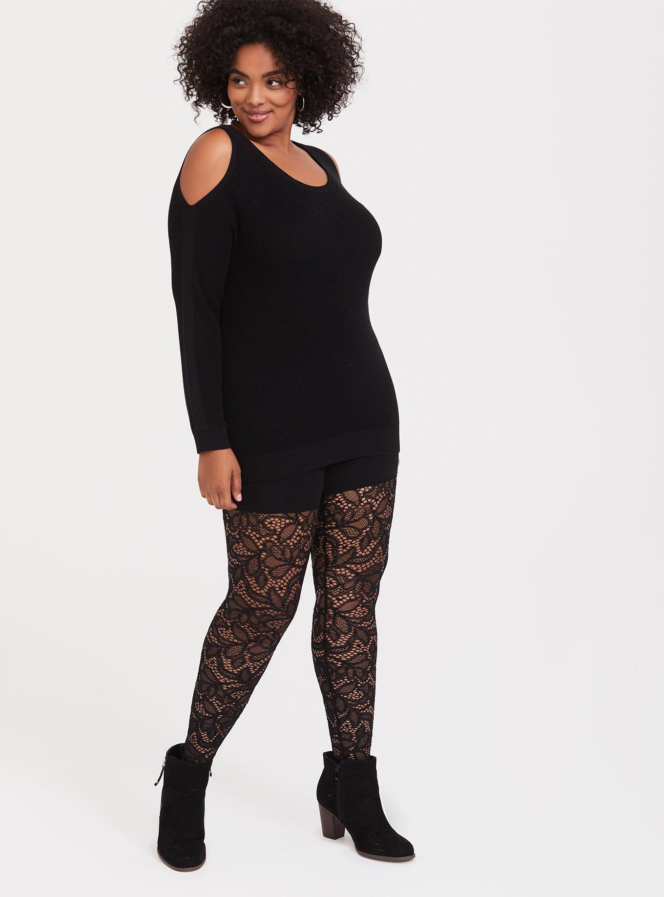 Plus Size - Black Mesh Inset Leggings - Torrid