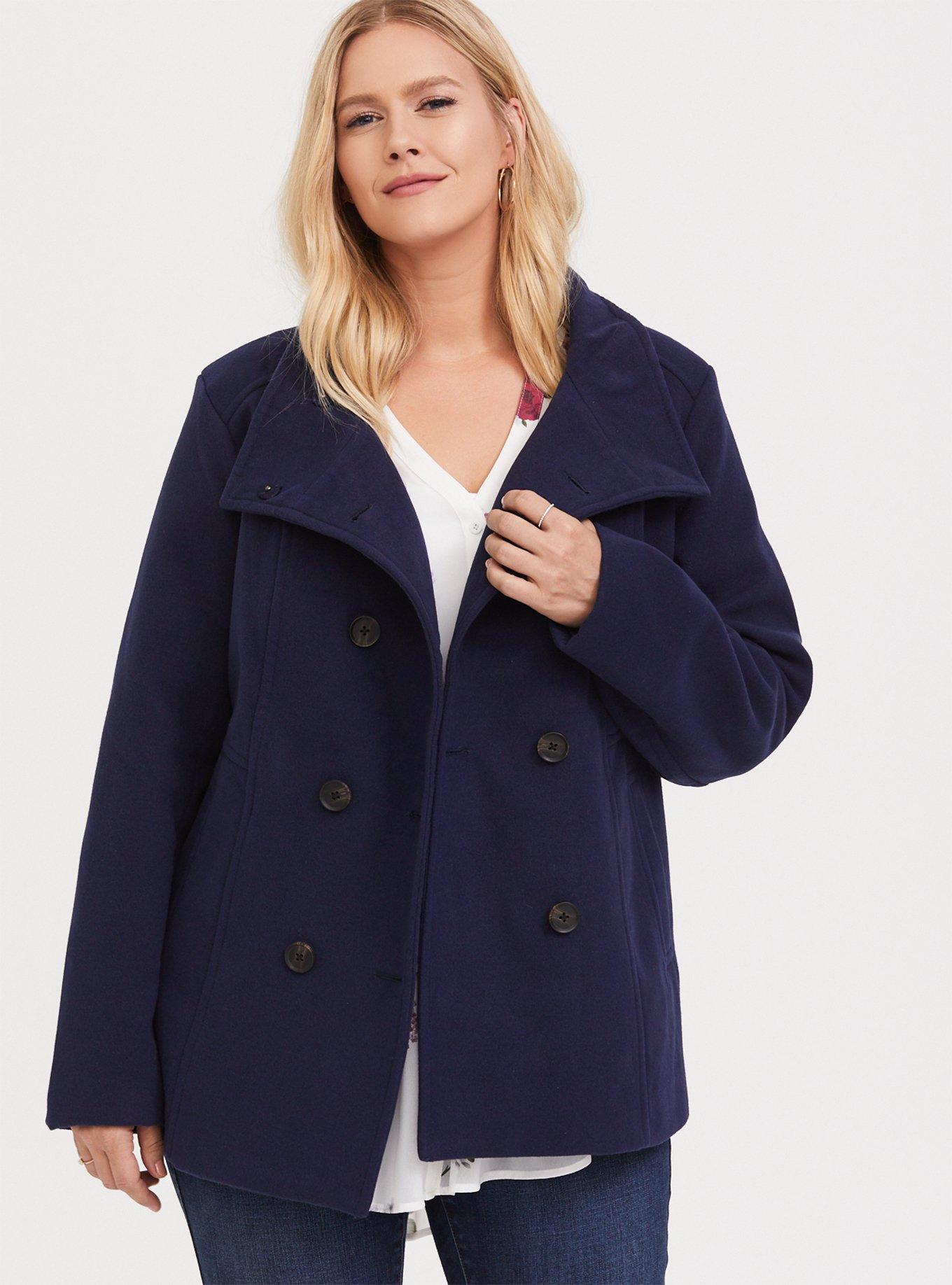 Plus size navy pea coat online