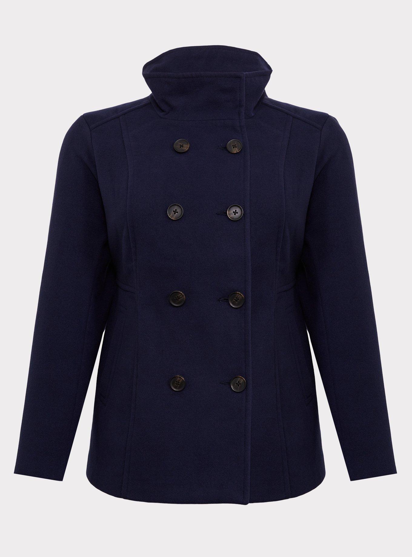 Plus Size Faux Wool Berry Peacoat