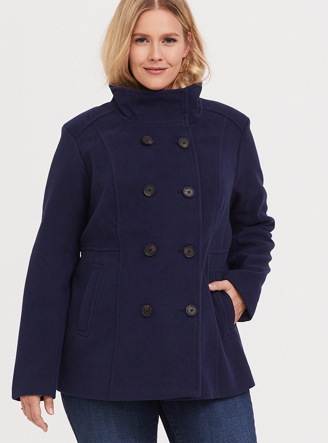 Plus Size - Wool Breasted Pea Coat - Torrid