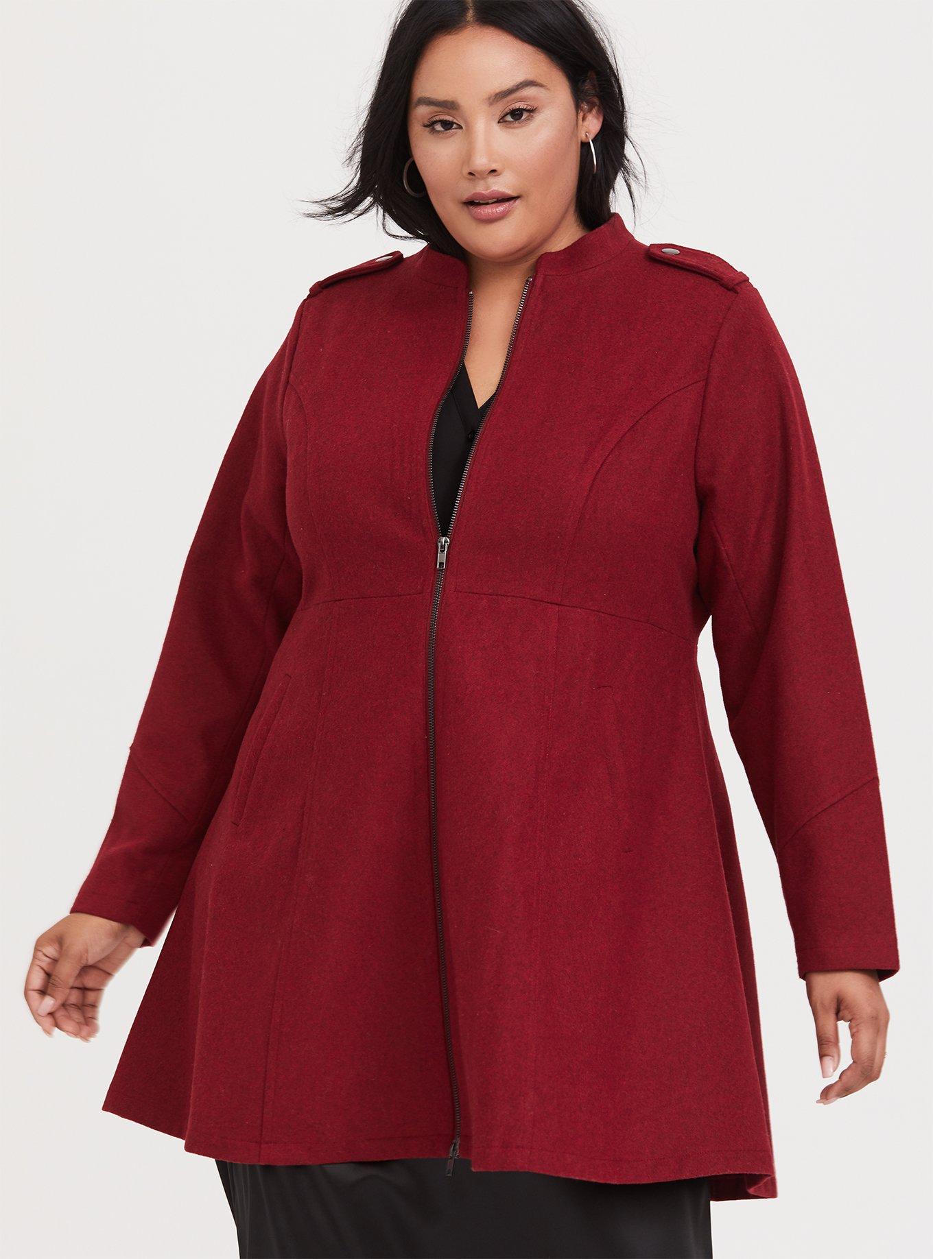 Fit and flare hot sale coat with hood