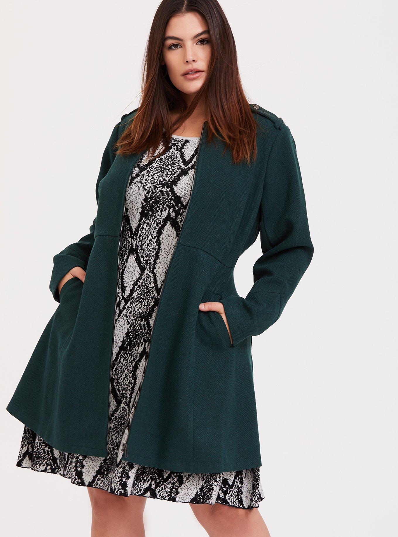 Plus Size - Wool Zip-Front Fit And Flare Coat - Torrid