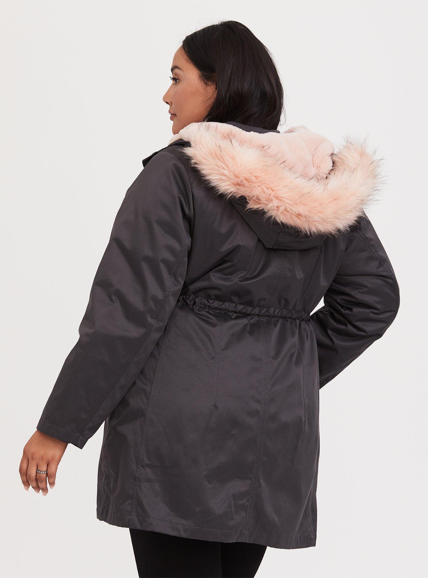 Torrid NWT 3-in-1 Puffer Parka - shops Twill Hooded Faux Fur Trim Grey Size 5X