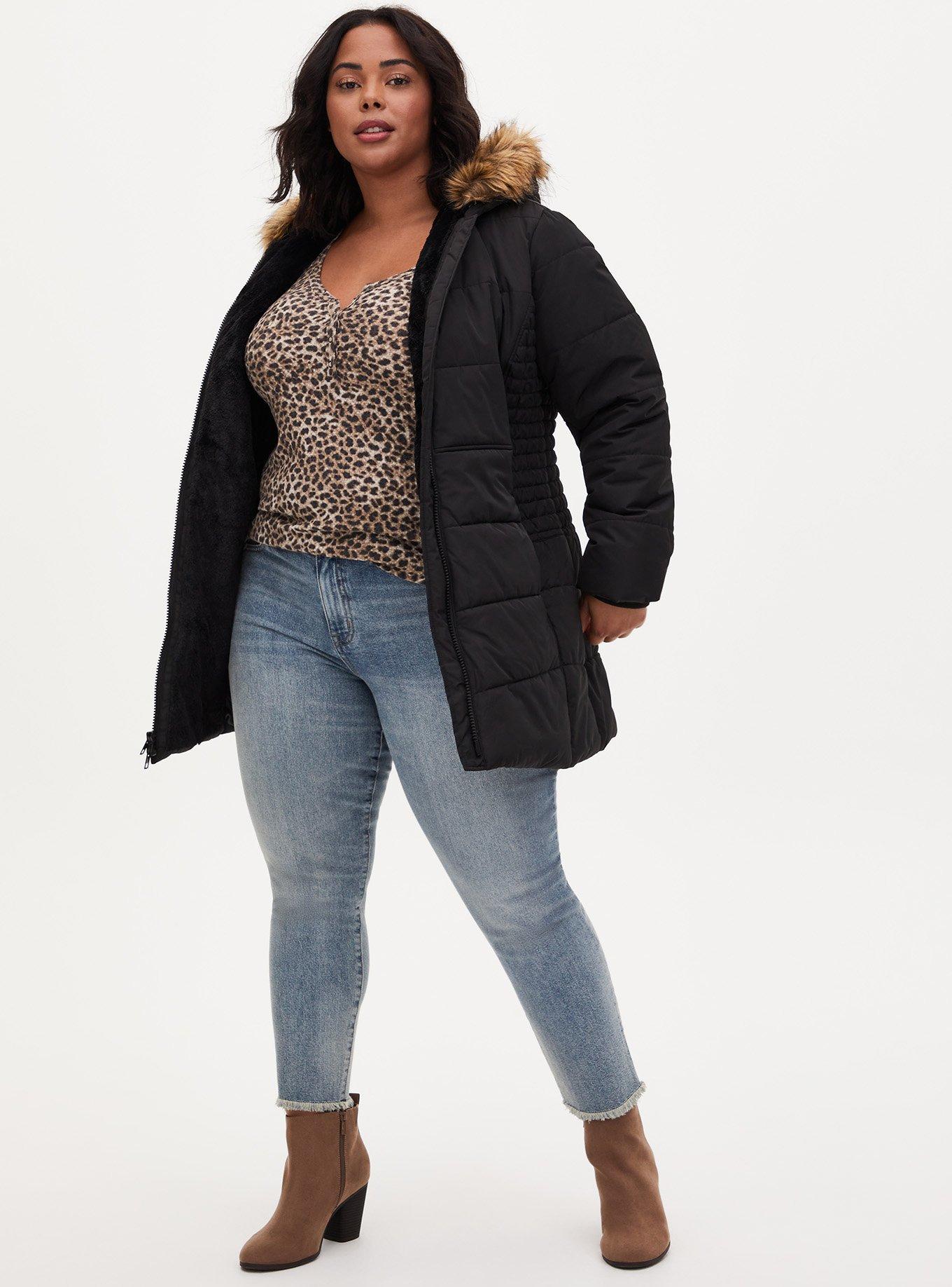Nylon Fit And Flare Puffer, DEEP BLACK, alternate