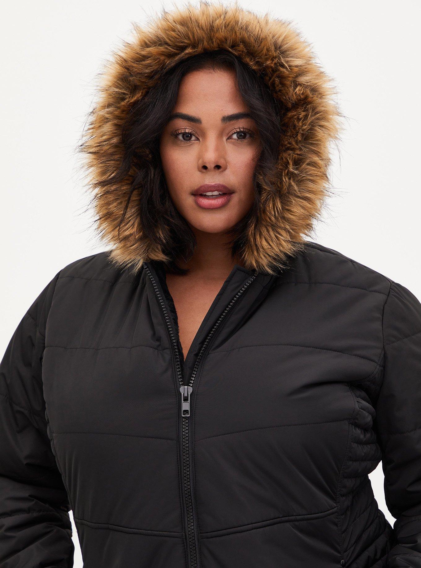 Nylon Fit And Flare Puffer, DEEP BLACK, alternate