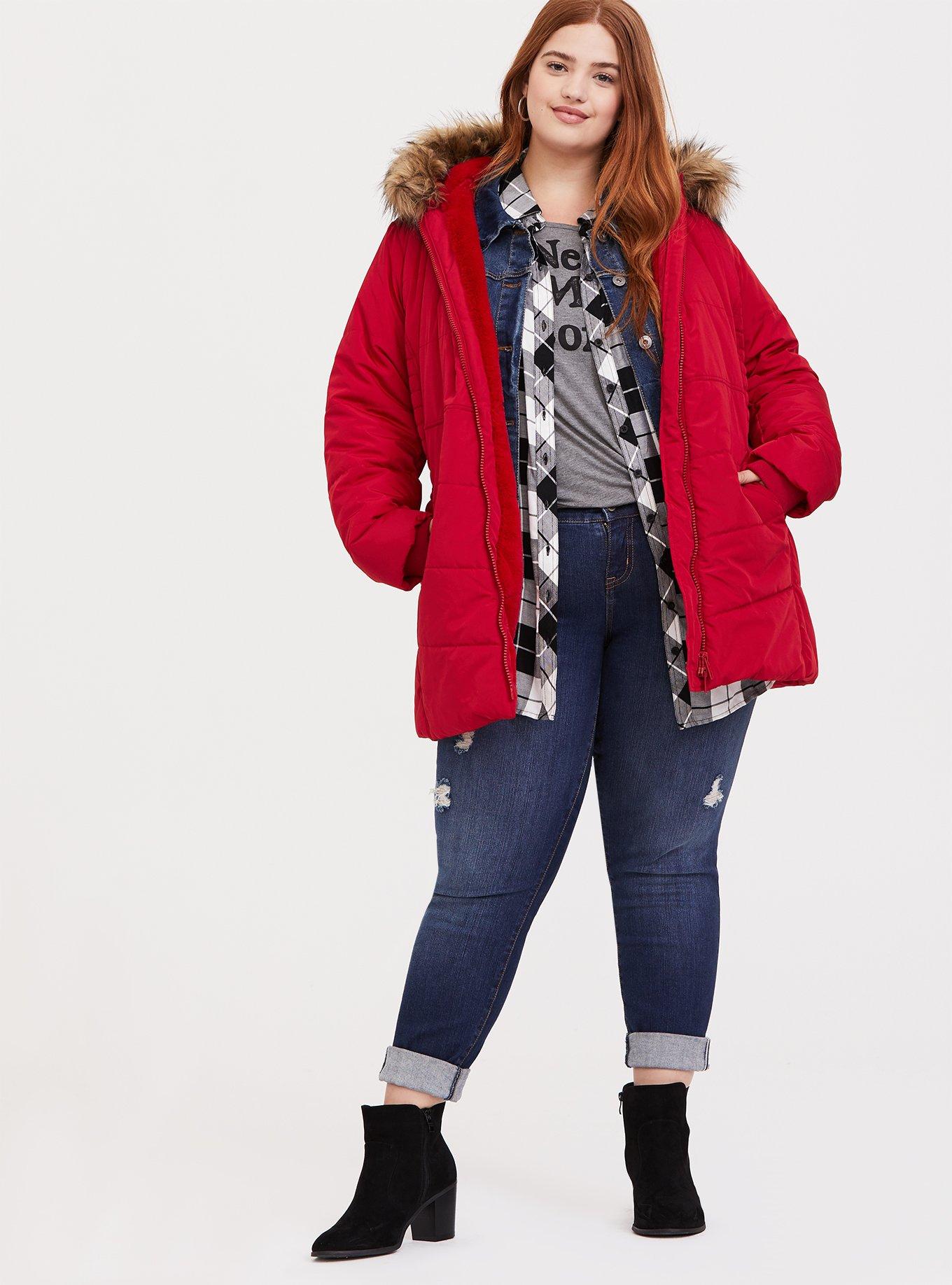 Nylon Fit And Flare Puffer, JESTER RED, alternate