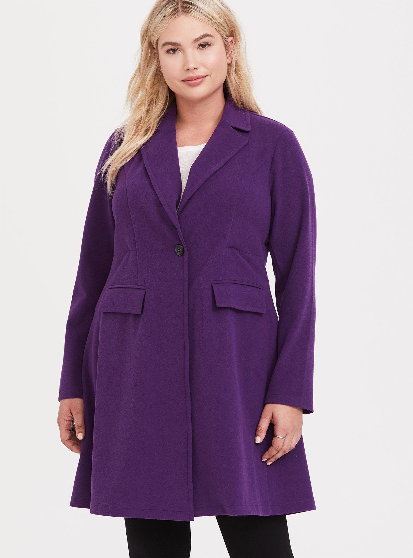 Purple coat plus on sale size