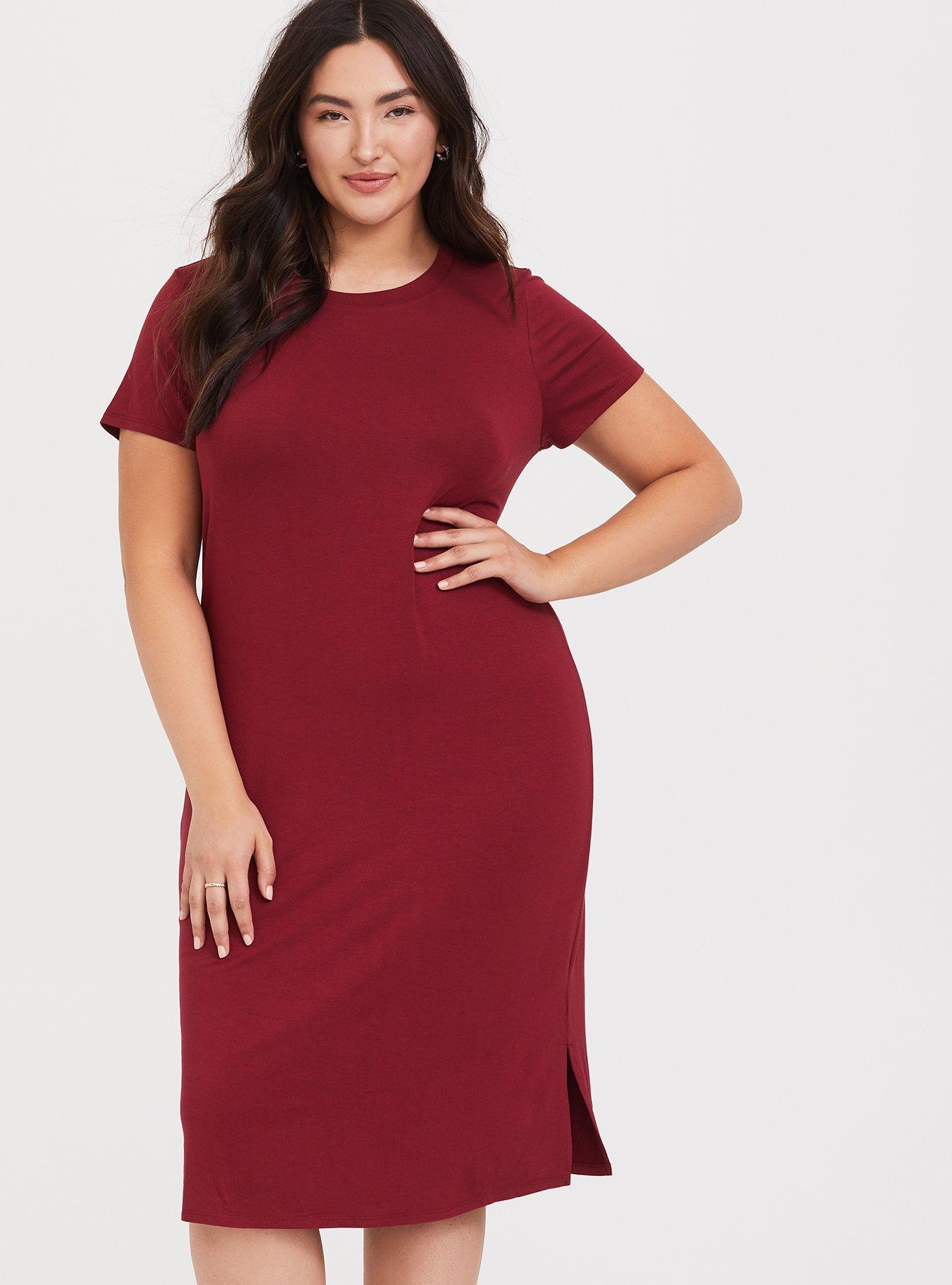 Midi Jersey Dress, TIBETAN RED, alternate