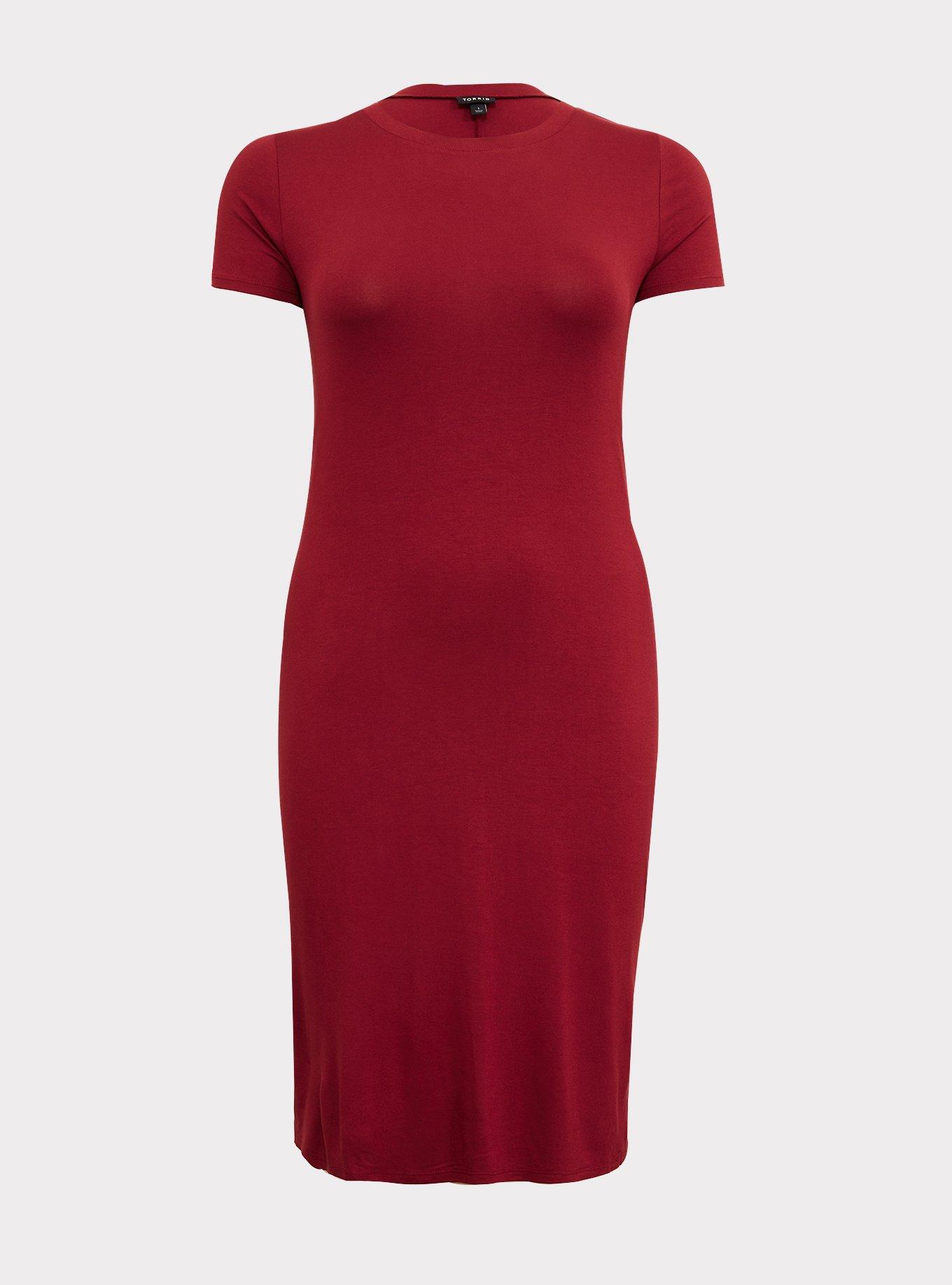Midi Jersey Dress, TIBETAN RED, hi-res