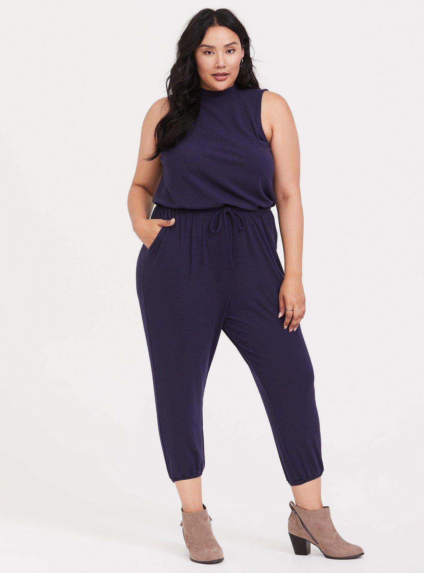 Threaded Pear Addilyn Crew Neck Drawstring High Waist Sleeveless Jumpsuit
