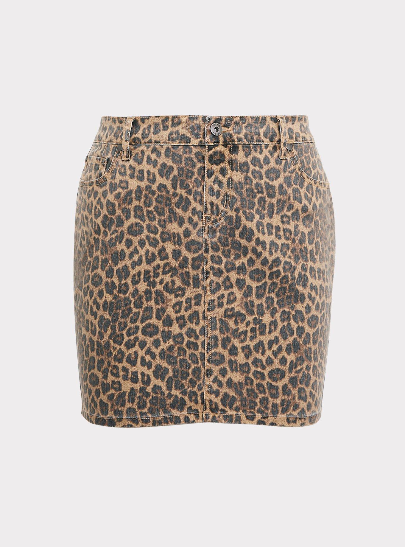 Leopard Denim Mini Skirt, , hi-res