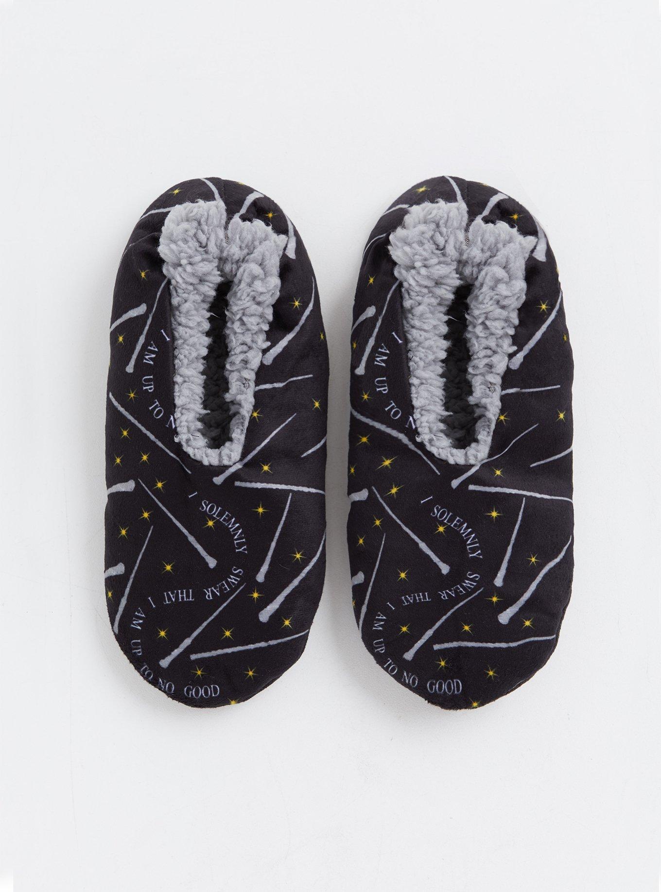 Harry Potter Solemnly Swear Black & Grey Slipper Socks, , hi-res
