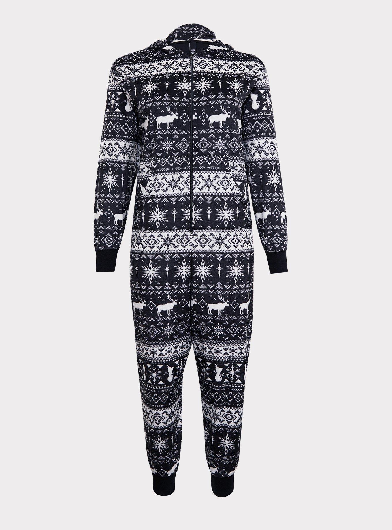 Plus Size Disney Frozen 2 Fair Isle Black White Fleece Sleep