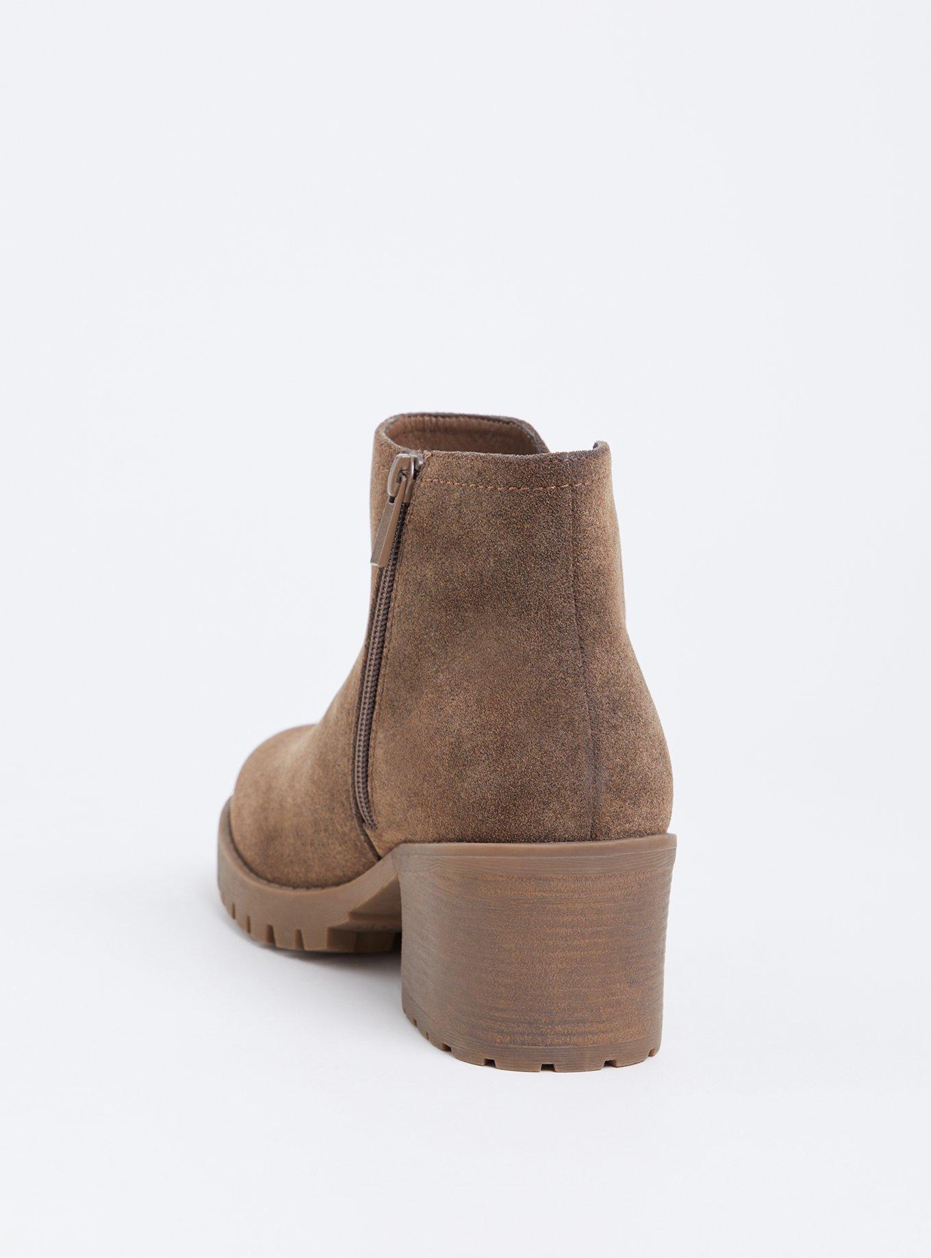 Plus Size Brown Faux Suede Chelsea Bootie (WW), BROWN, alternate