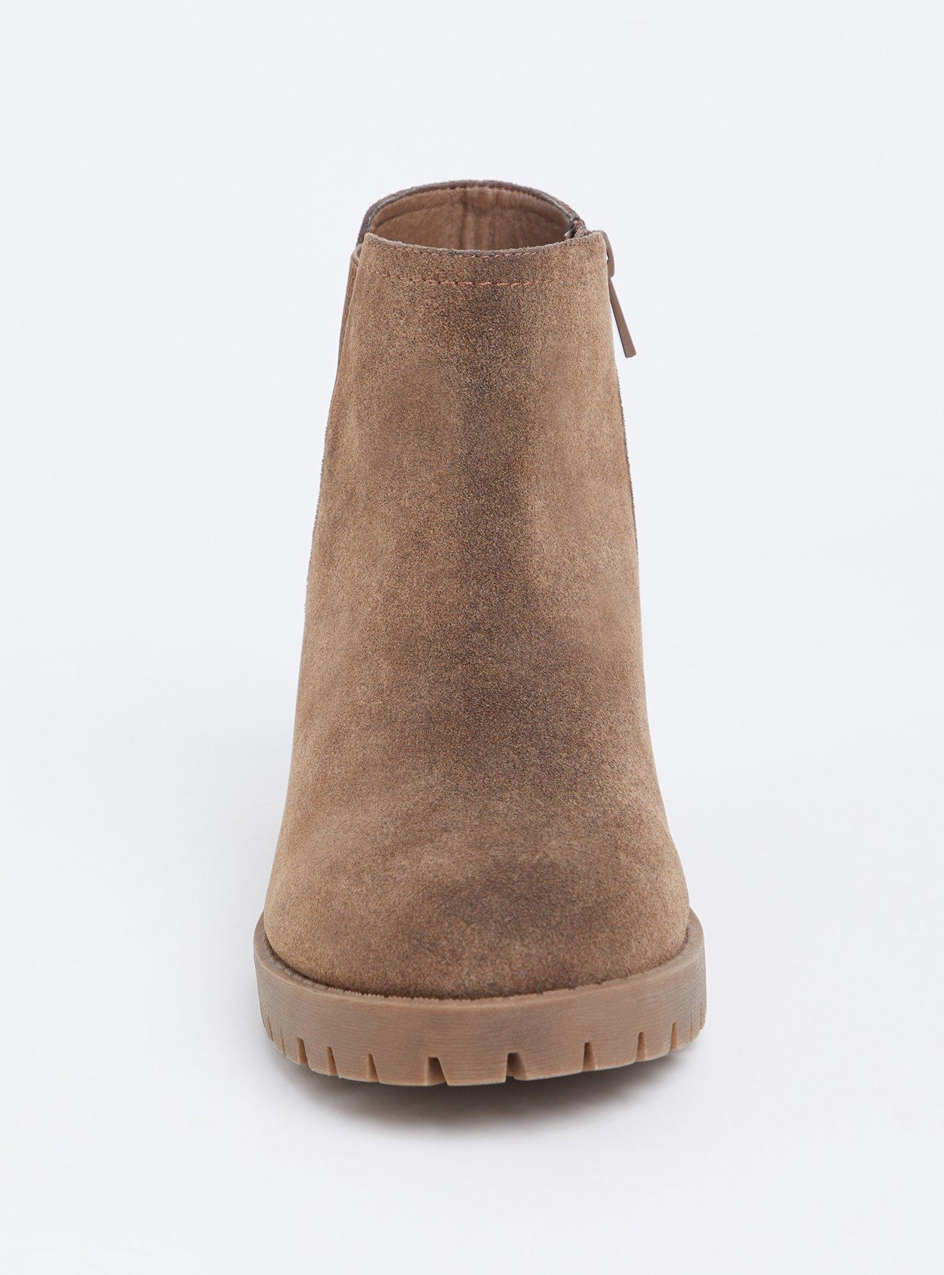 Plus Size Brown Faux Suede Chelsea Bootie (WW), BROWN, alternate
