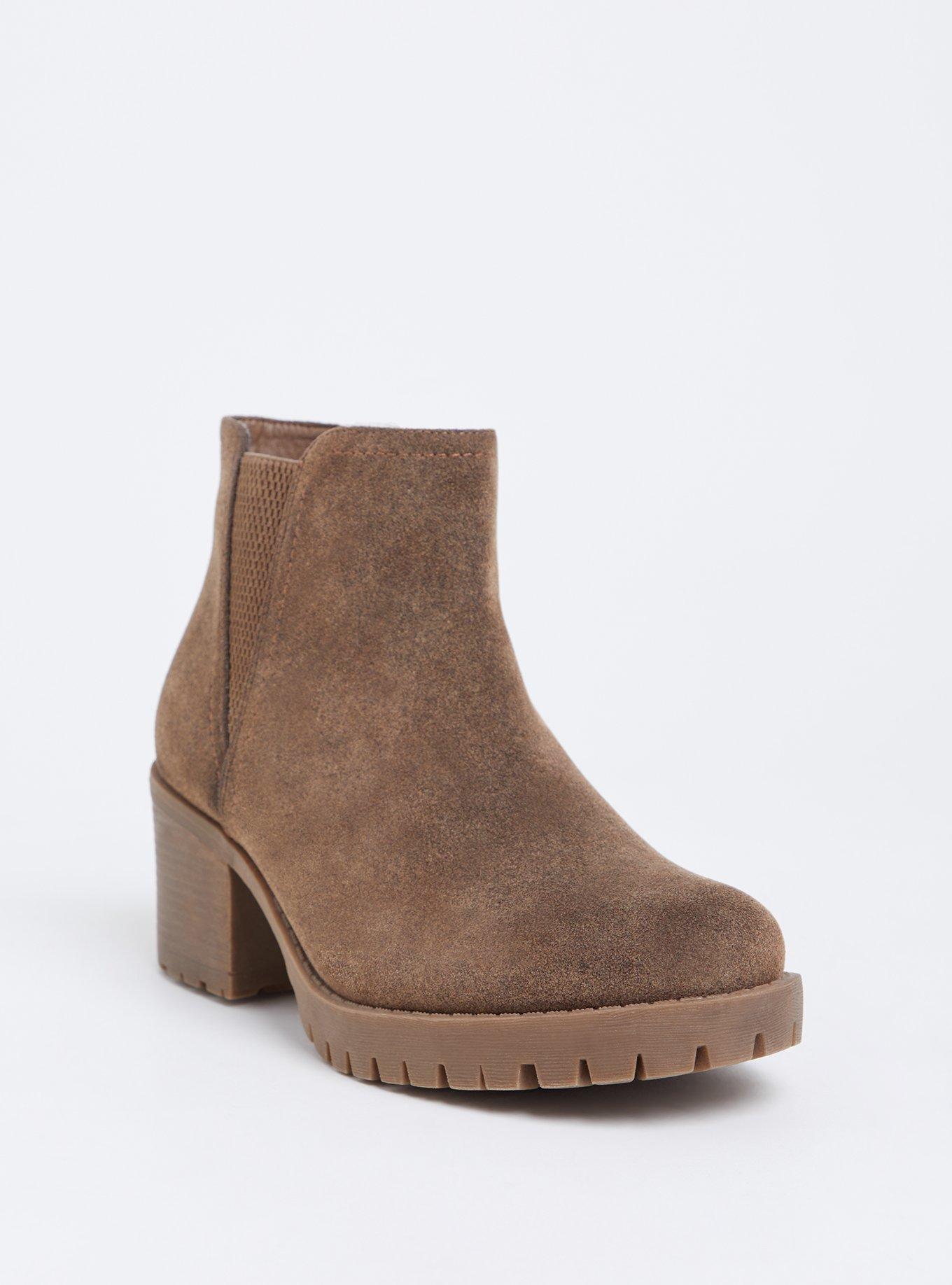 Plus Size Brown Faux Suede Chelsea Bootie (WW), BROWN, hi-res