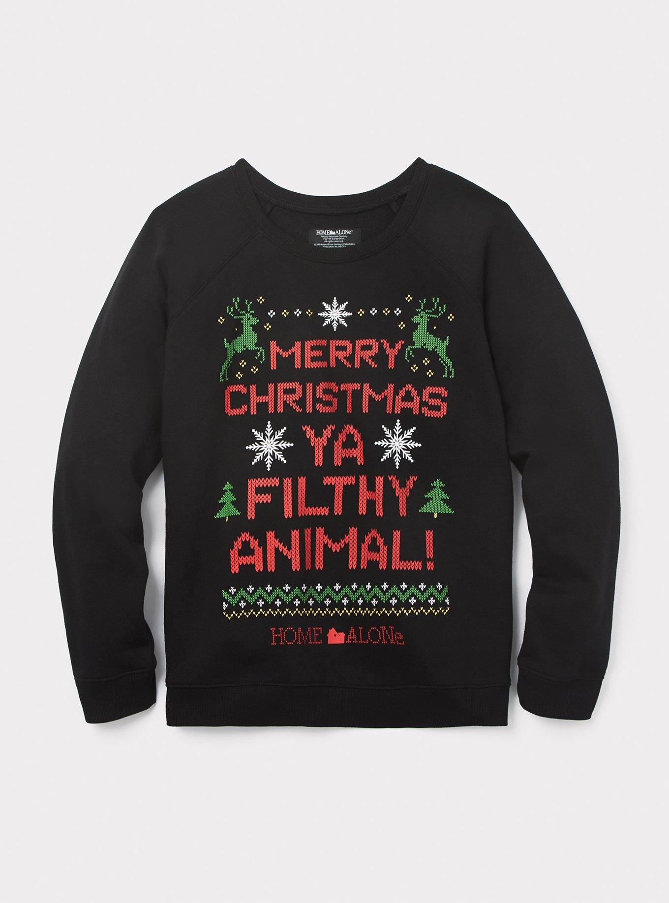 Home Alone Black Raglan Holiday Sweatshirt, DEEP BLACK, hi-res