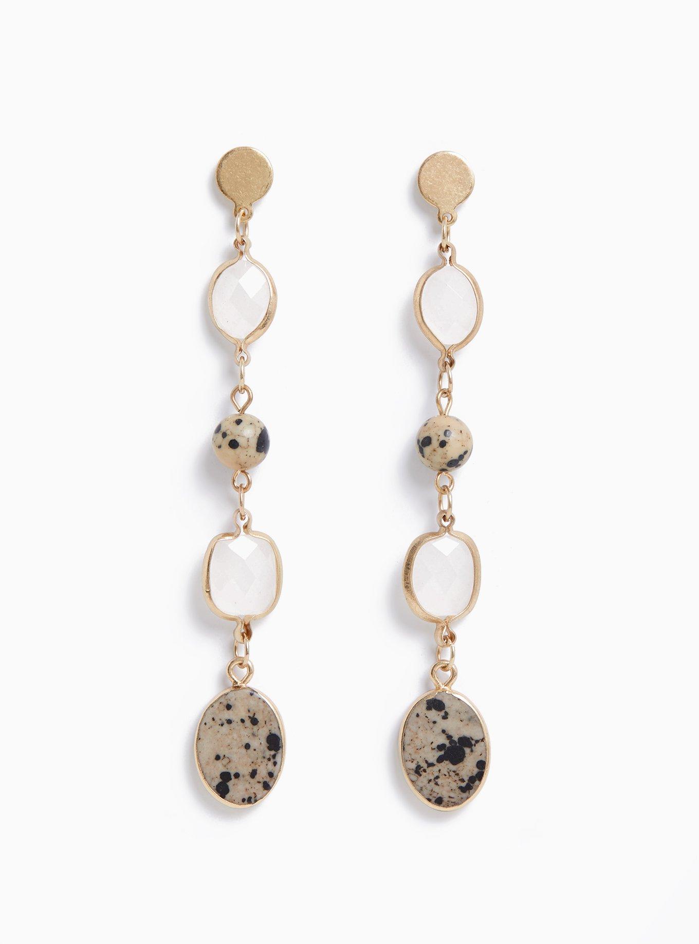 Plus Size - Gold-Tone Genuine Jasper Drop Earrings - Torrid