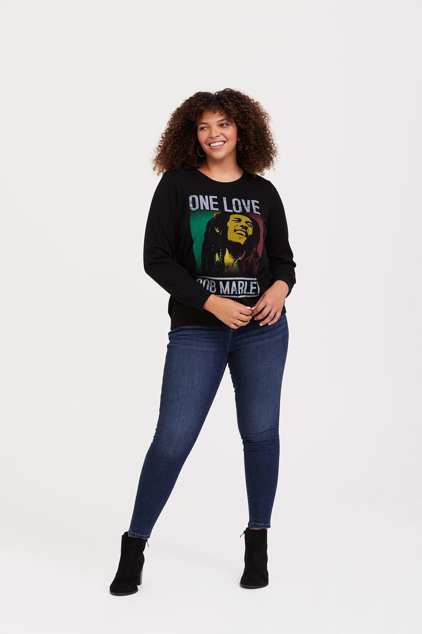 Bob Marley One Love Black Pullover Sweatshirt, DEEP BLACK, alternate