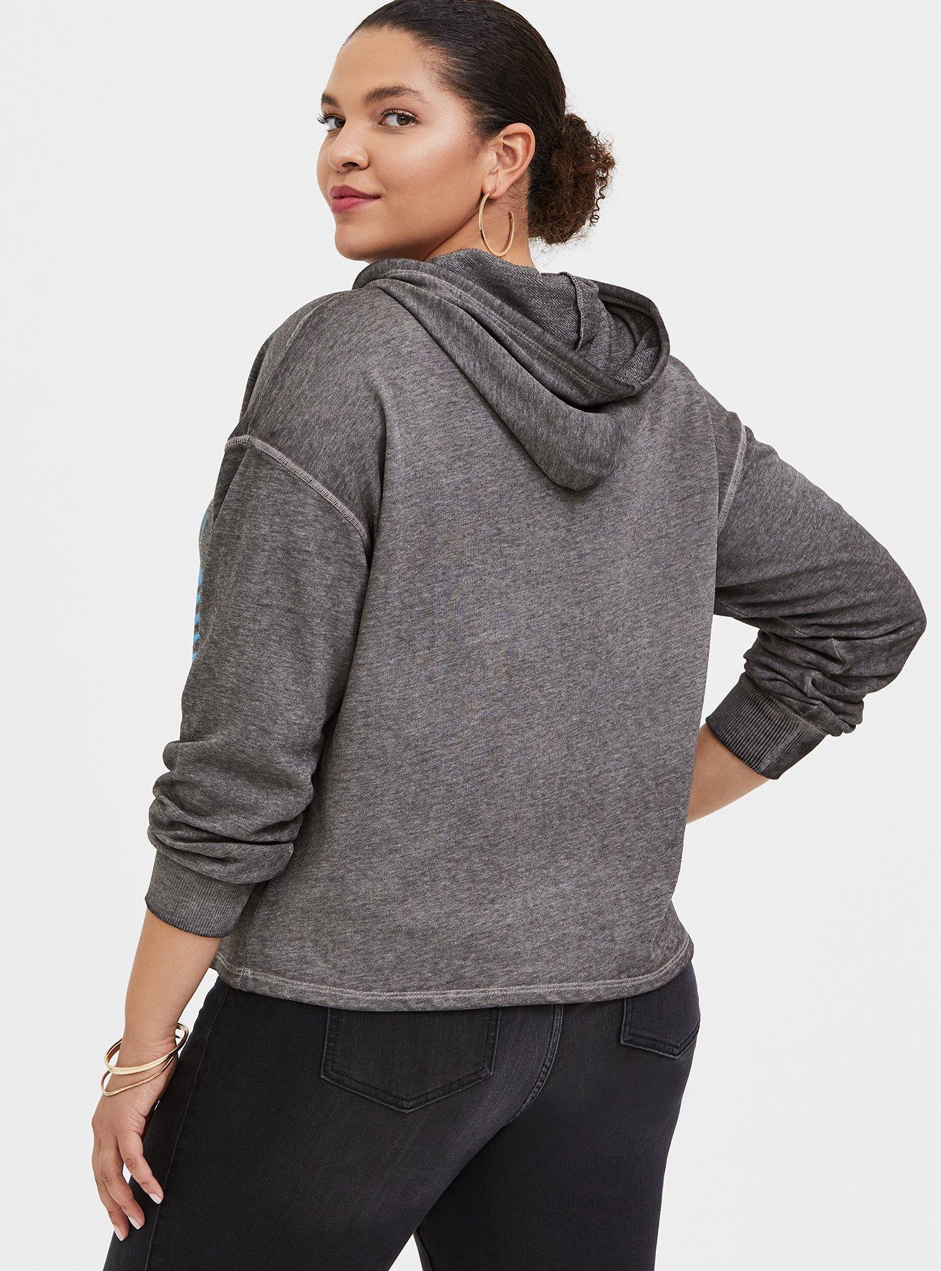 Journey Grey Burnout Crop Hoodie, , alternate