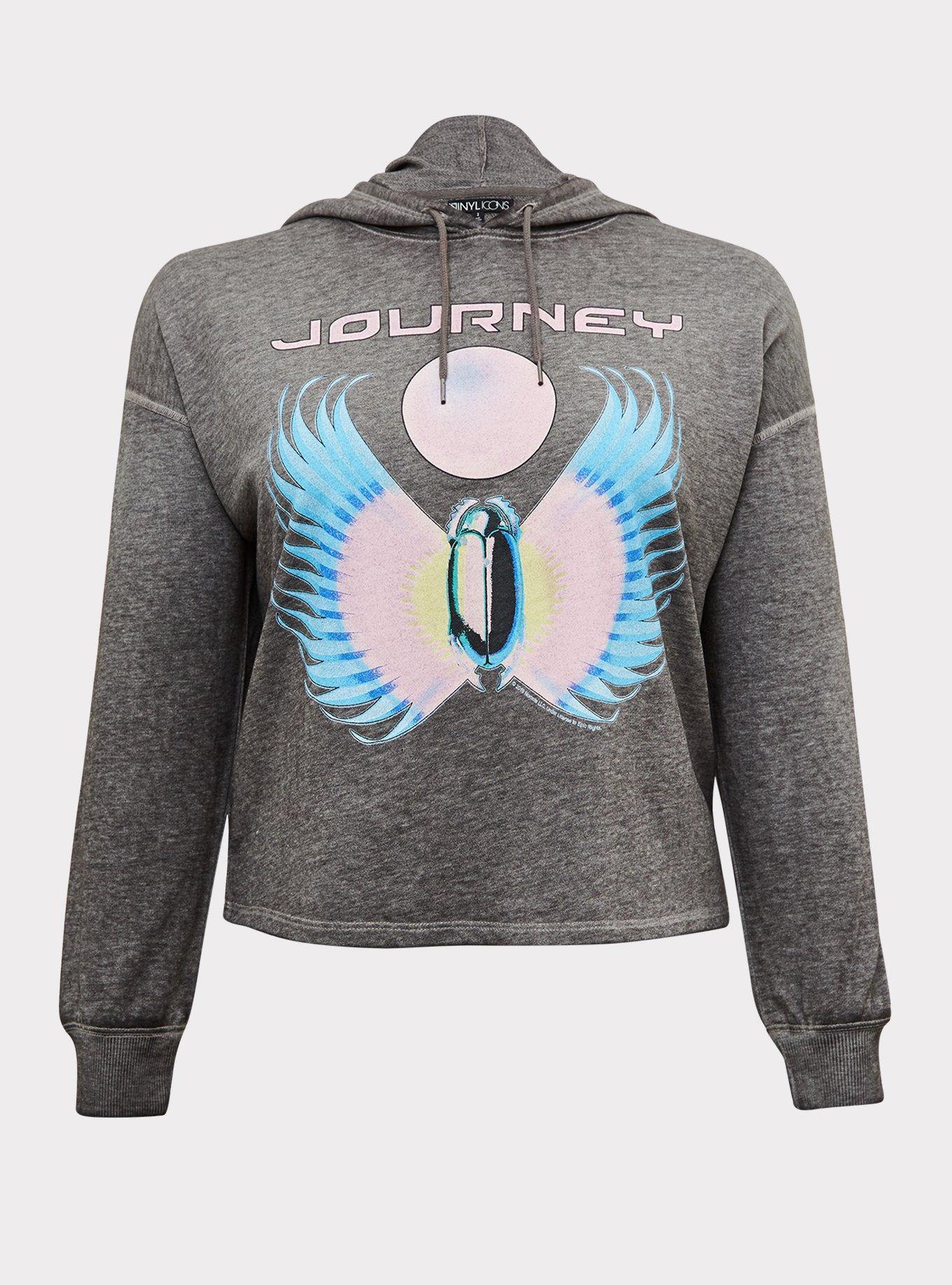 Journey Grey Burnout Crop Hoodie, , hi-res
