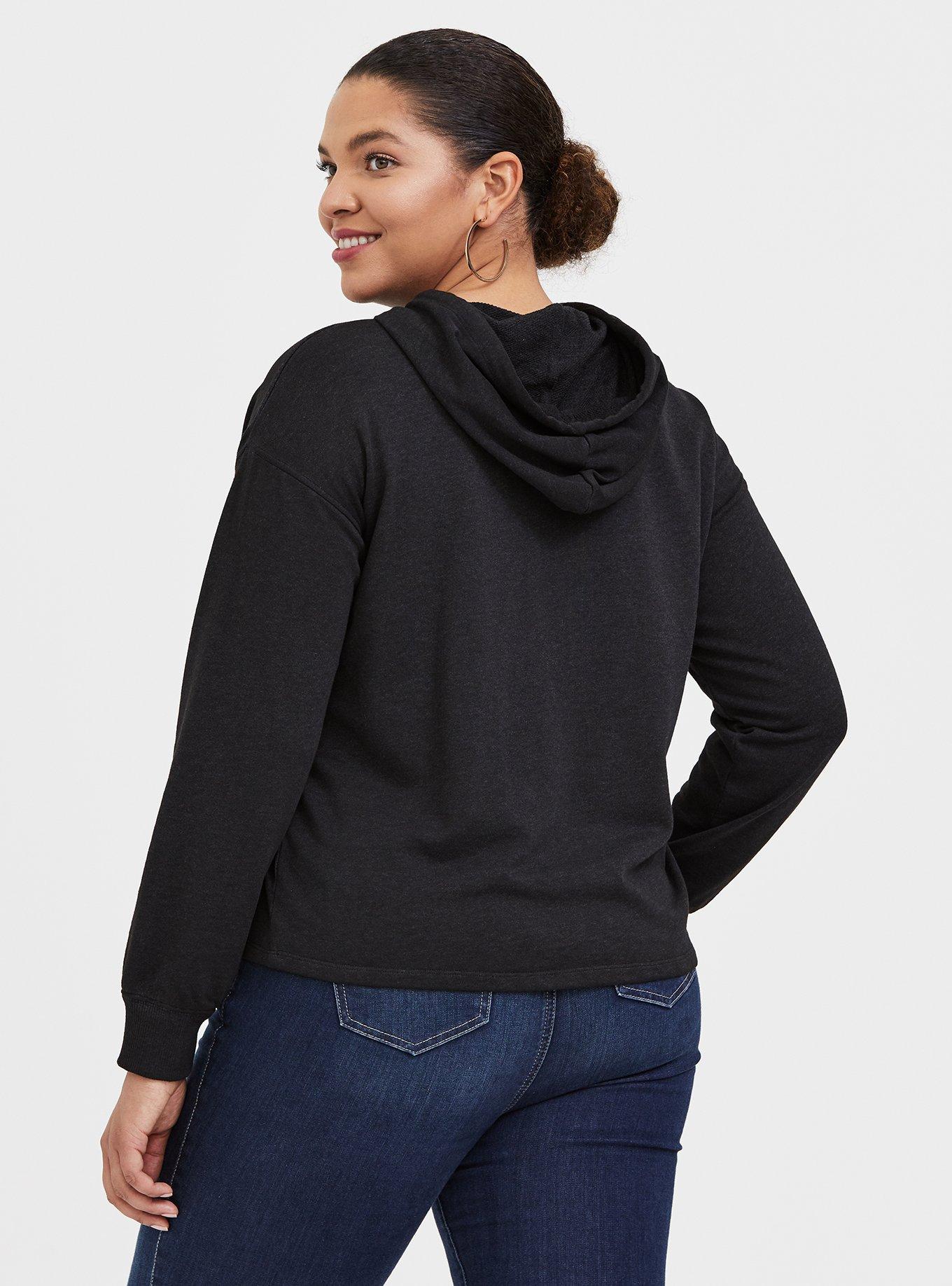 Plus Size - David Bowie World Tour Black Burnout Crop Hoodie - Torrid