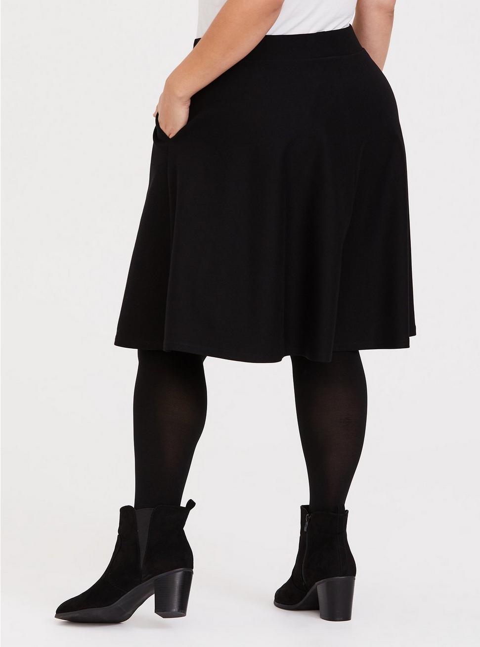 Plus Size Mini Studio Luxe Ponte A-Line Skirt, DEEP BLACK, alternate
