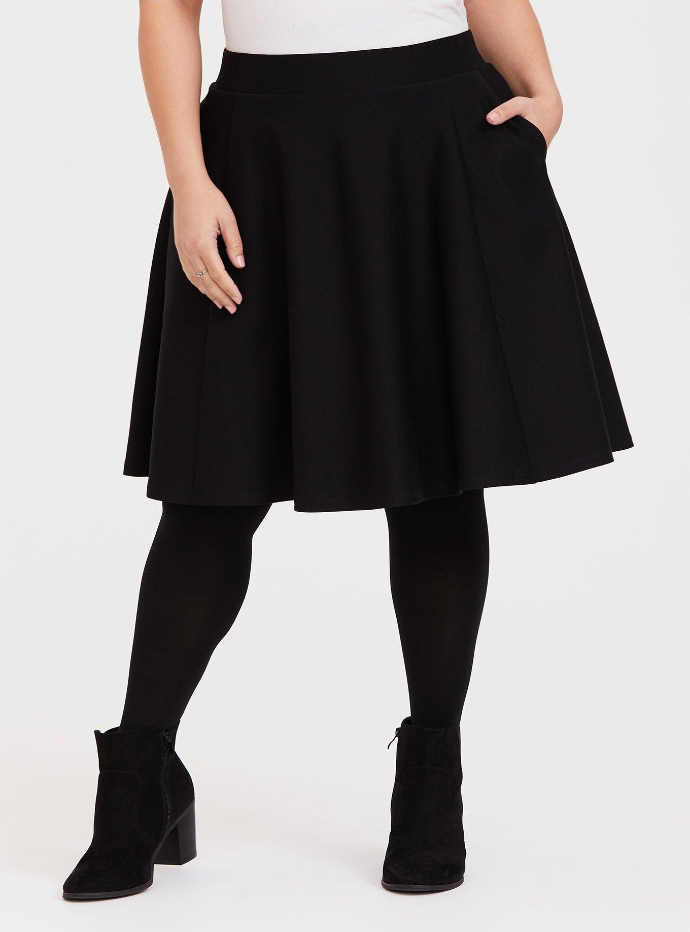 Studio Curve Collection A-Line Ponte Skirt, Black - Dresses & Skirts